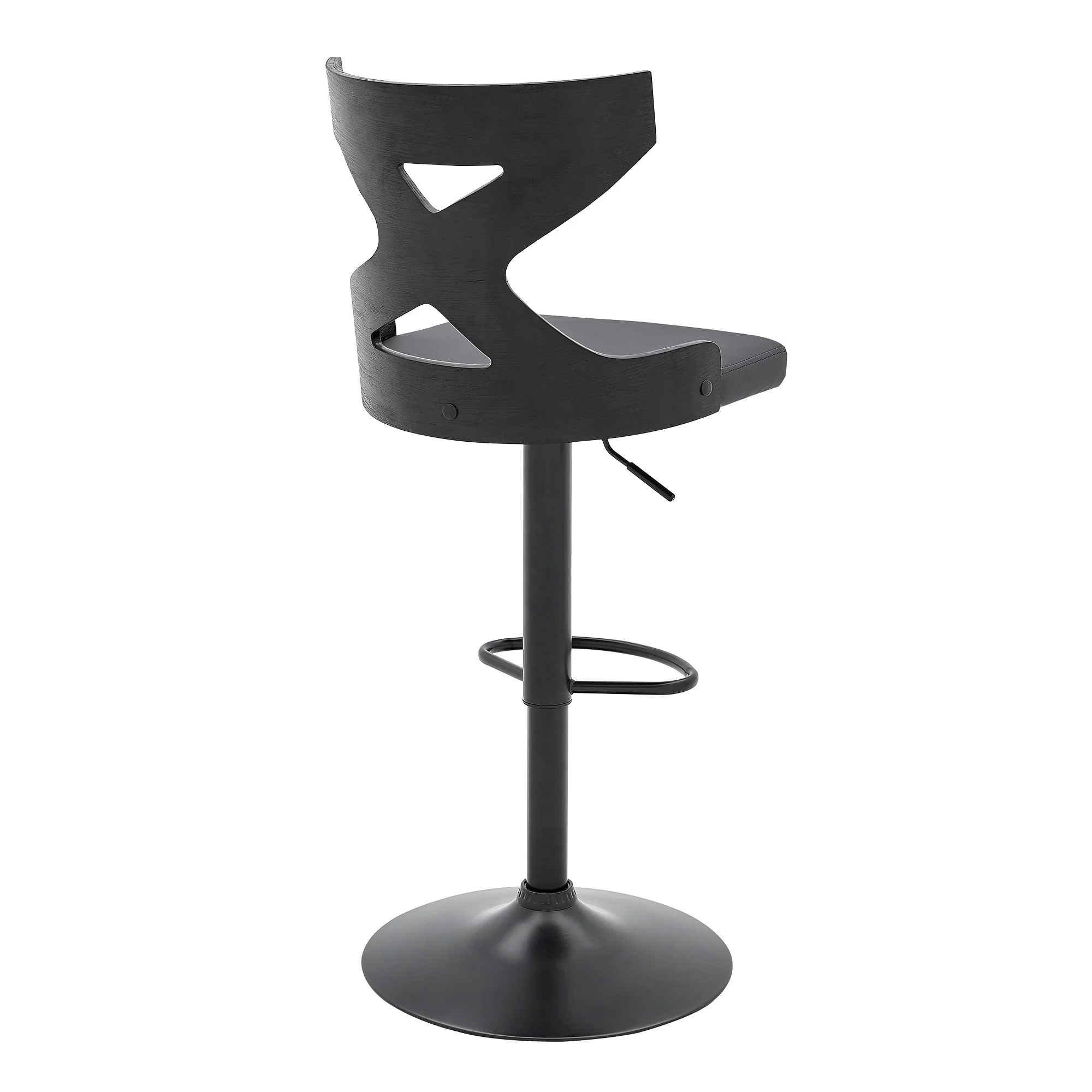 Grey Faux Leather Stylish Curved Back Bar Stool By Homeroots - Image 5