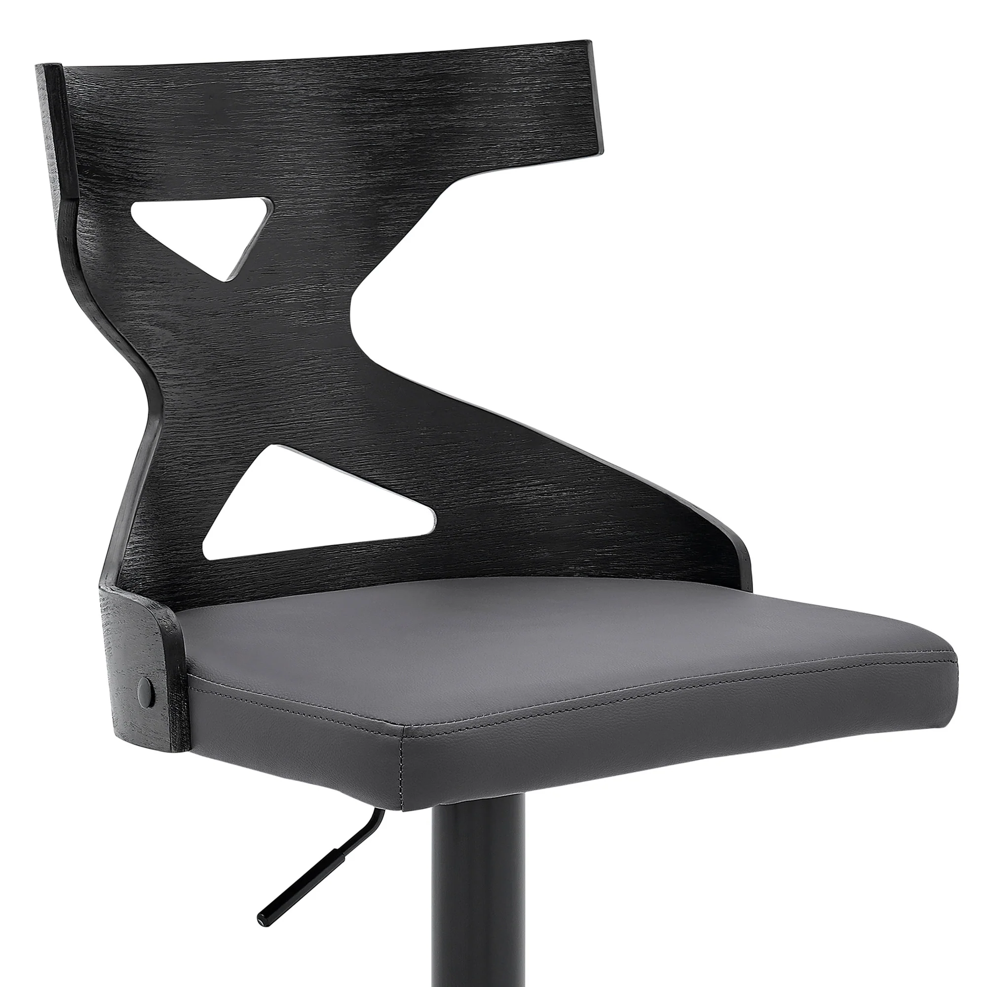Grey Faux Leather Stylish Curved Back Bar Stool By Homeroots - Image 6