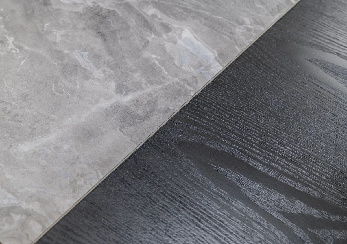 Grey Faux Marble and Black Wood Six Drawer Double Dresser By Homeroots - Image 6
