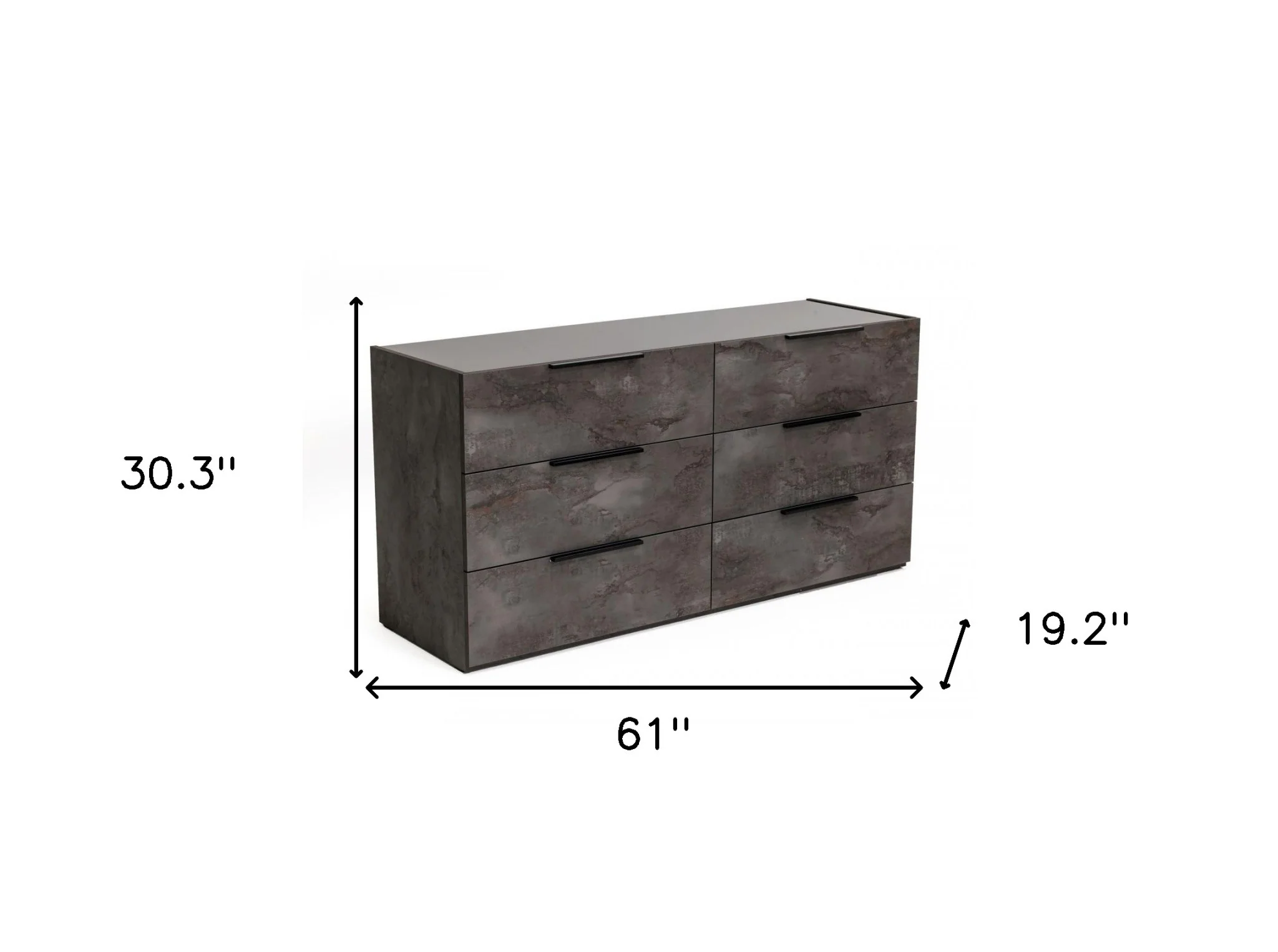 Grey Faux Marble Solid Manufactured Wood Six Drawer Double Dresser By Homeroots - Image 3