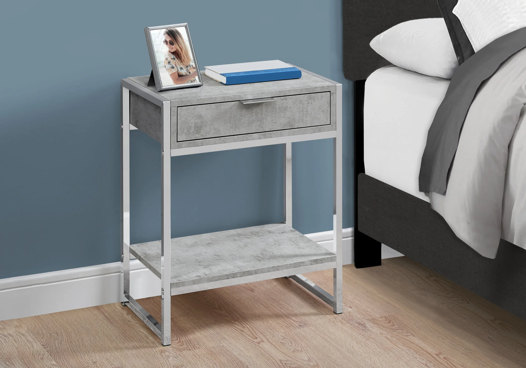 Grey Finish and Metal Accent Table By Homeroots - 333227 - Image 2