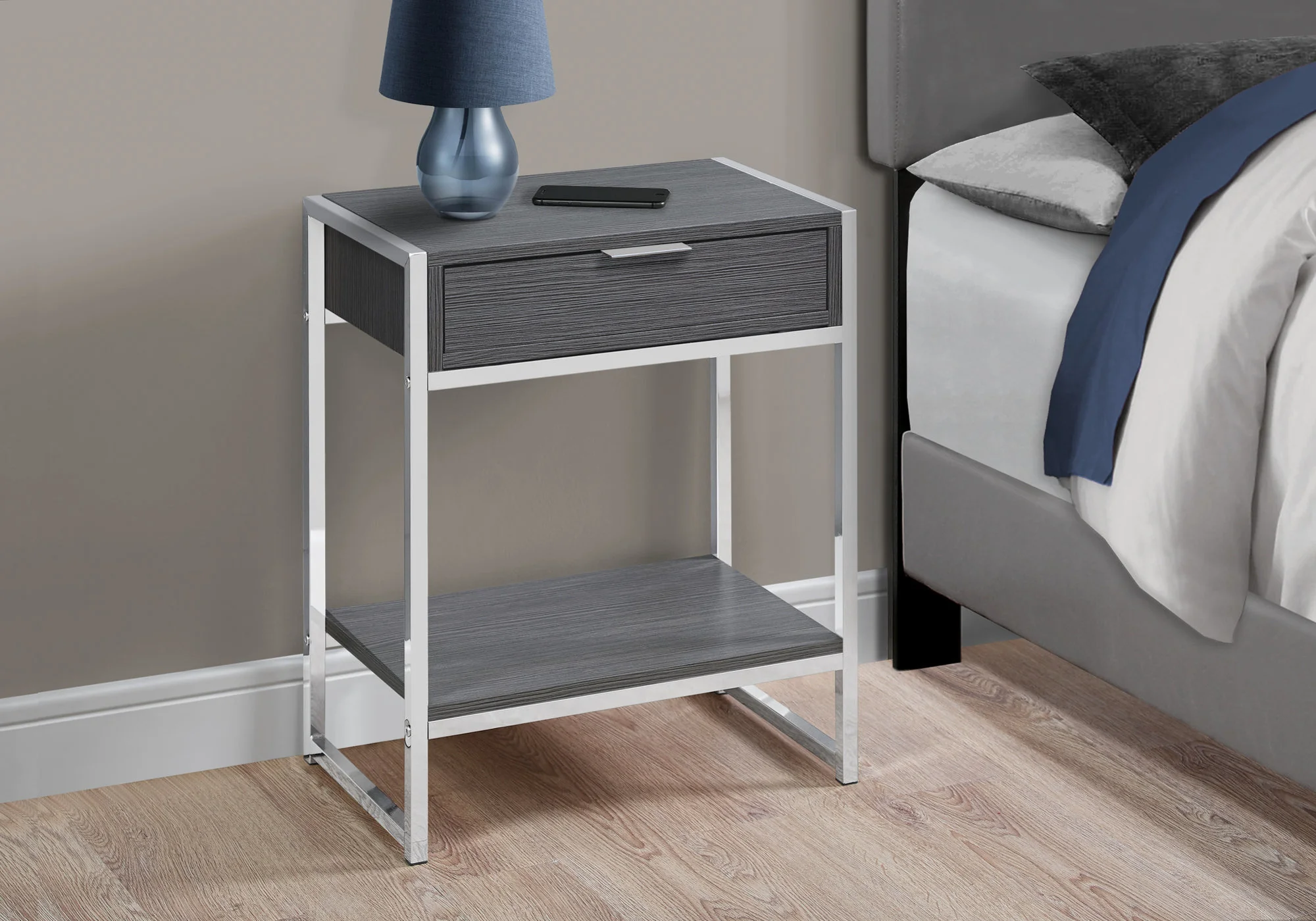 Grey Finish and Metal Accent Table By Homeroots - 333230 - Image 2