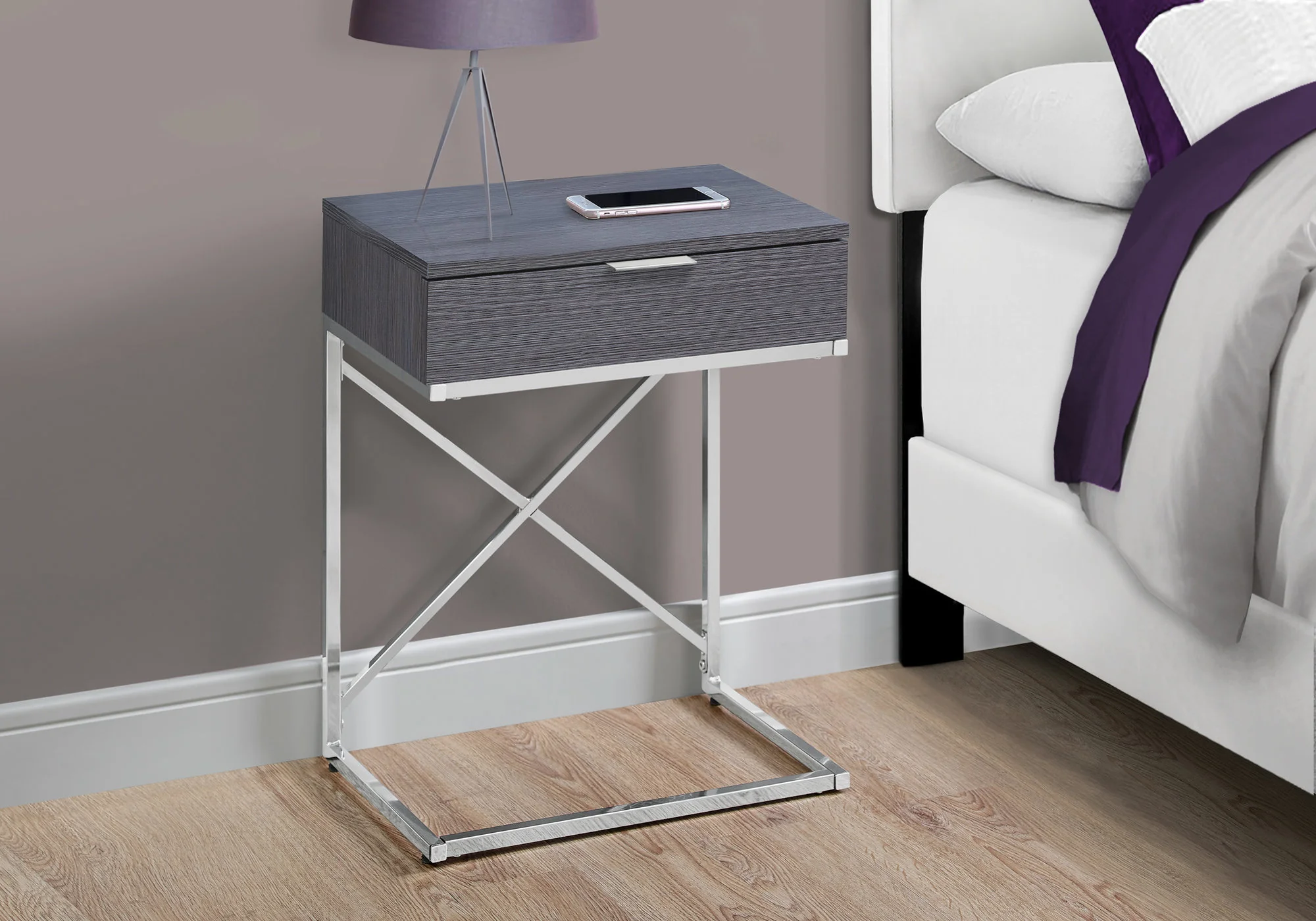 Grey Finish Metal Accent Table By Homeroots - Image 2