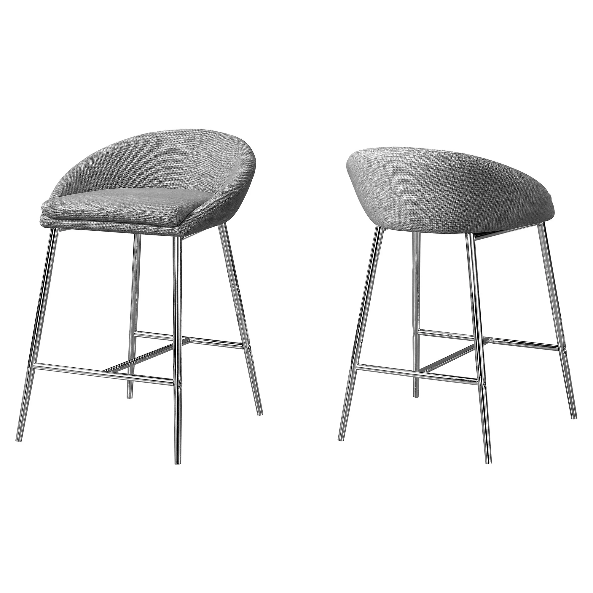 Grey Foam Metal Polyester Barstool 2Pcs By Homeroots - Image 2