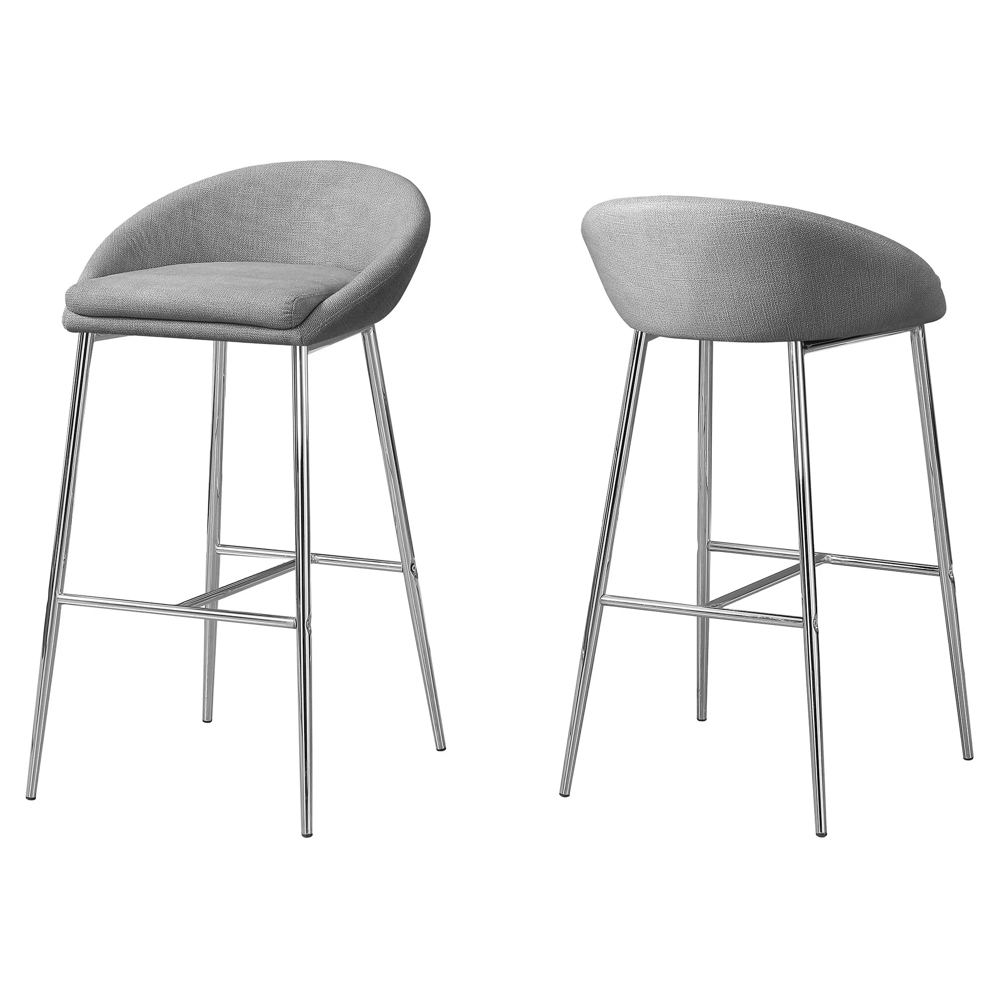 Grey Foam Metal Polyester Barstool Set Of 2 By Homeroots - Image 2
