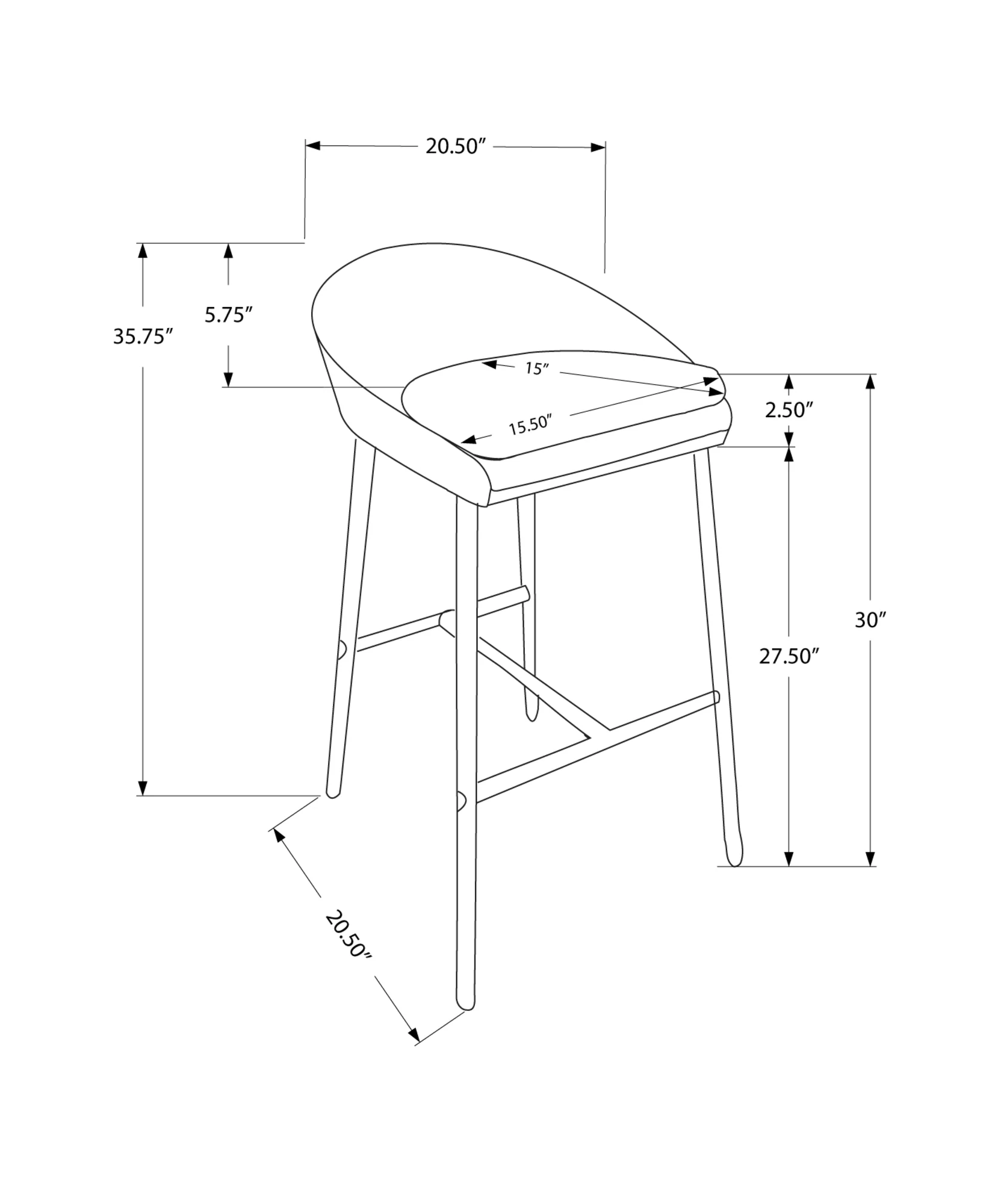 Grey Foam Metal Polyester Barstool Set Of 2 By Homeroots - Image 3