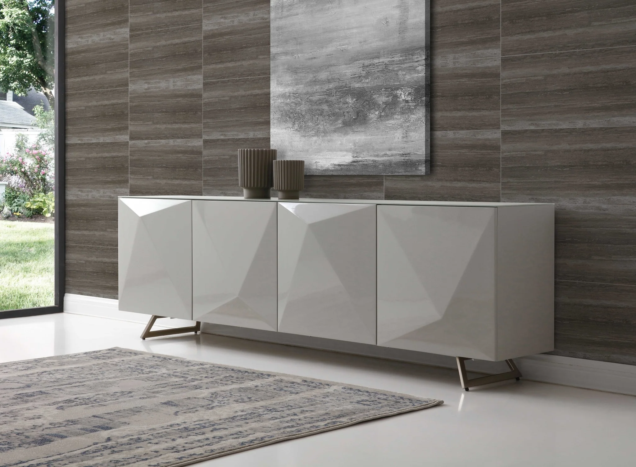 Grey Glass Buffet By Homeroots - Image 2