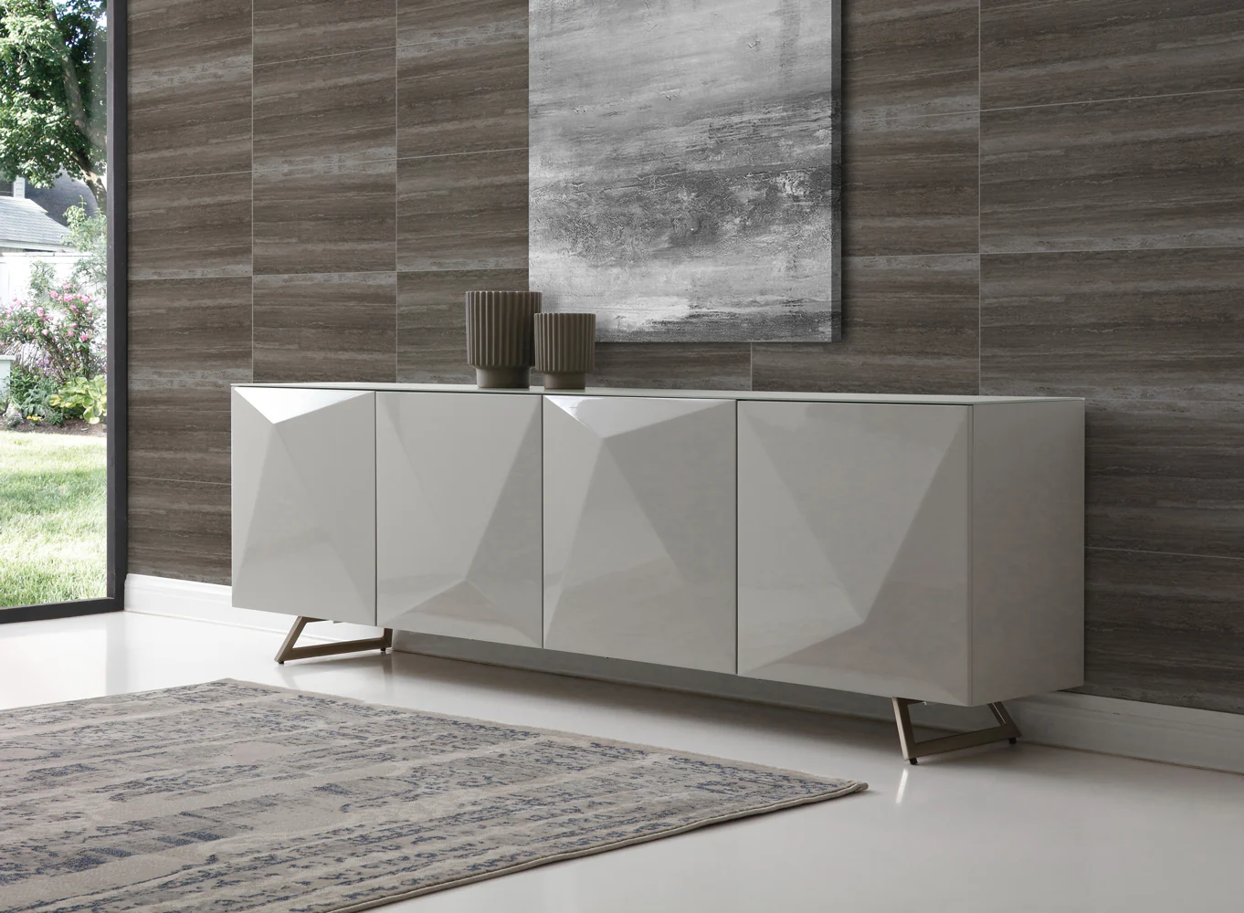 Grey Glass Buffet By Homeroots - Image 3