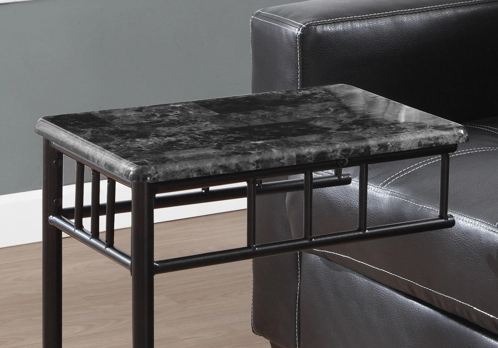 Grey Grey Mdf Metal Accent Table By Homeroots - Image 2