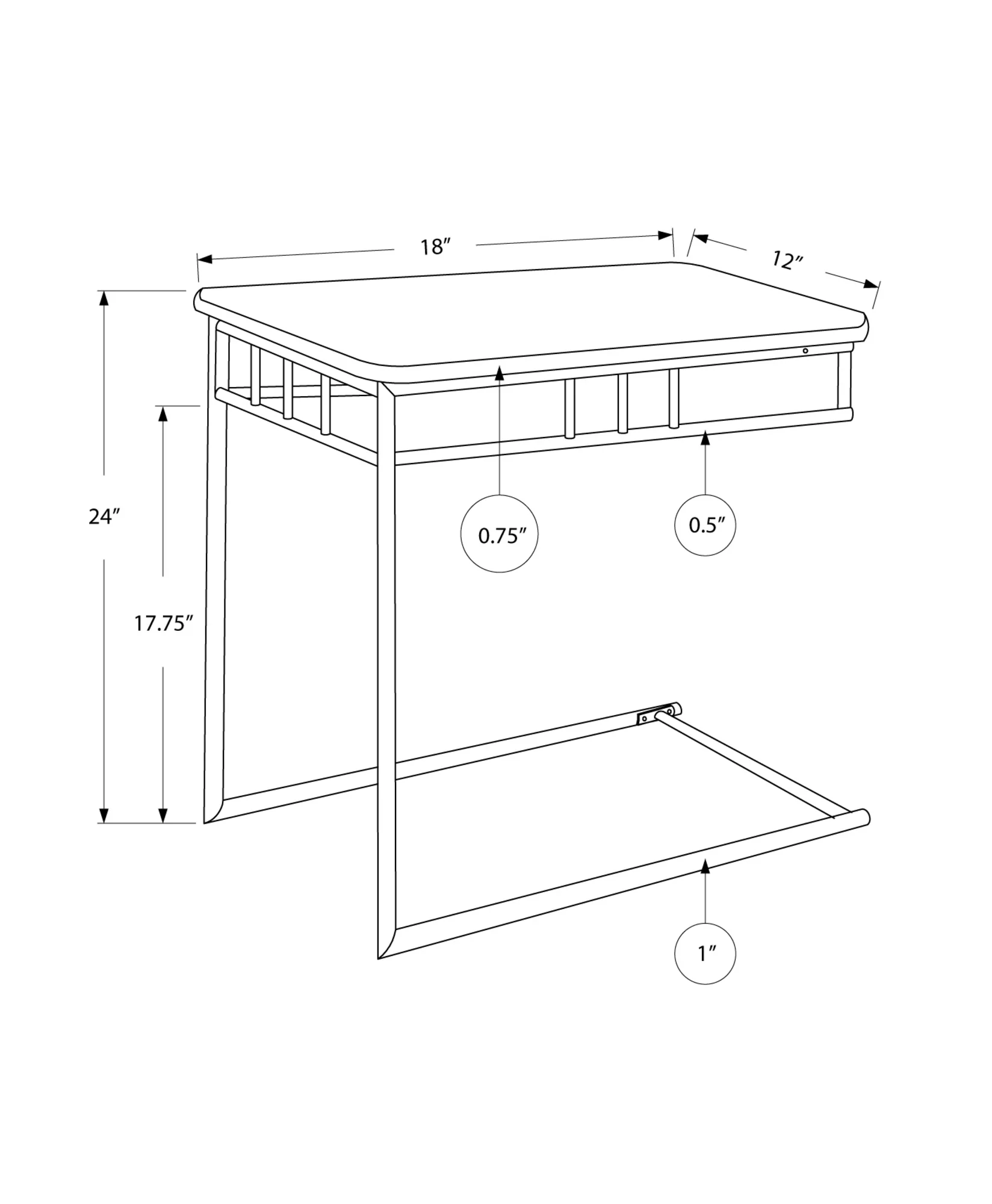 Grey Grey Mdf Metal Accent Table By Homeroots - Image 3