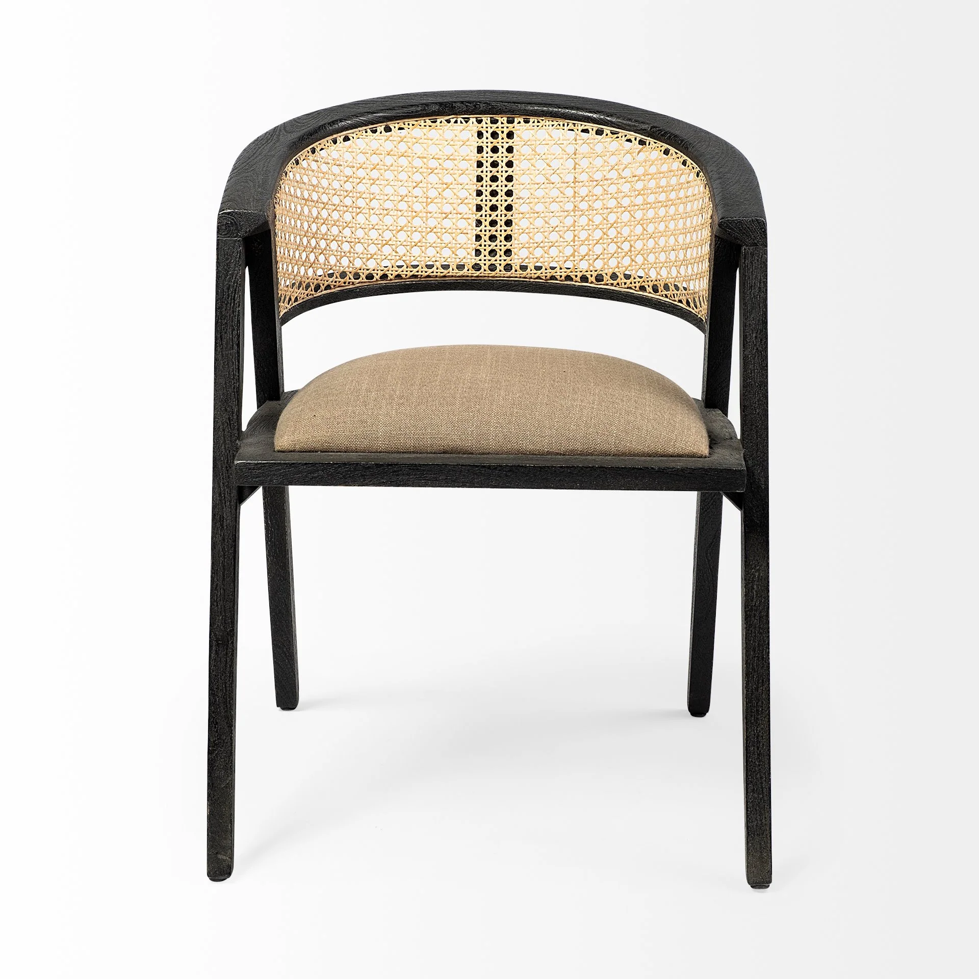 Grey Linen With Black Wooden Frame Wrap Seat Dining Chair By Homeroots - Image 2