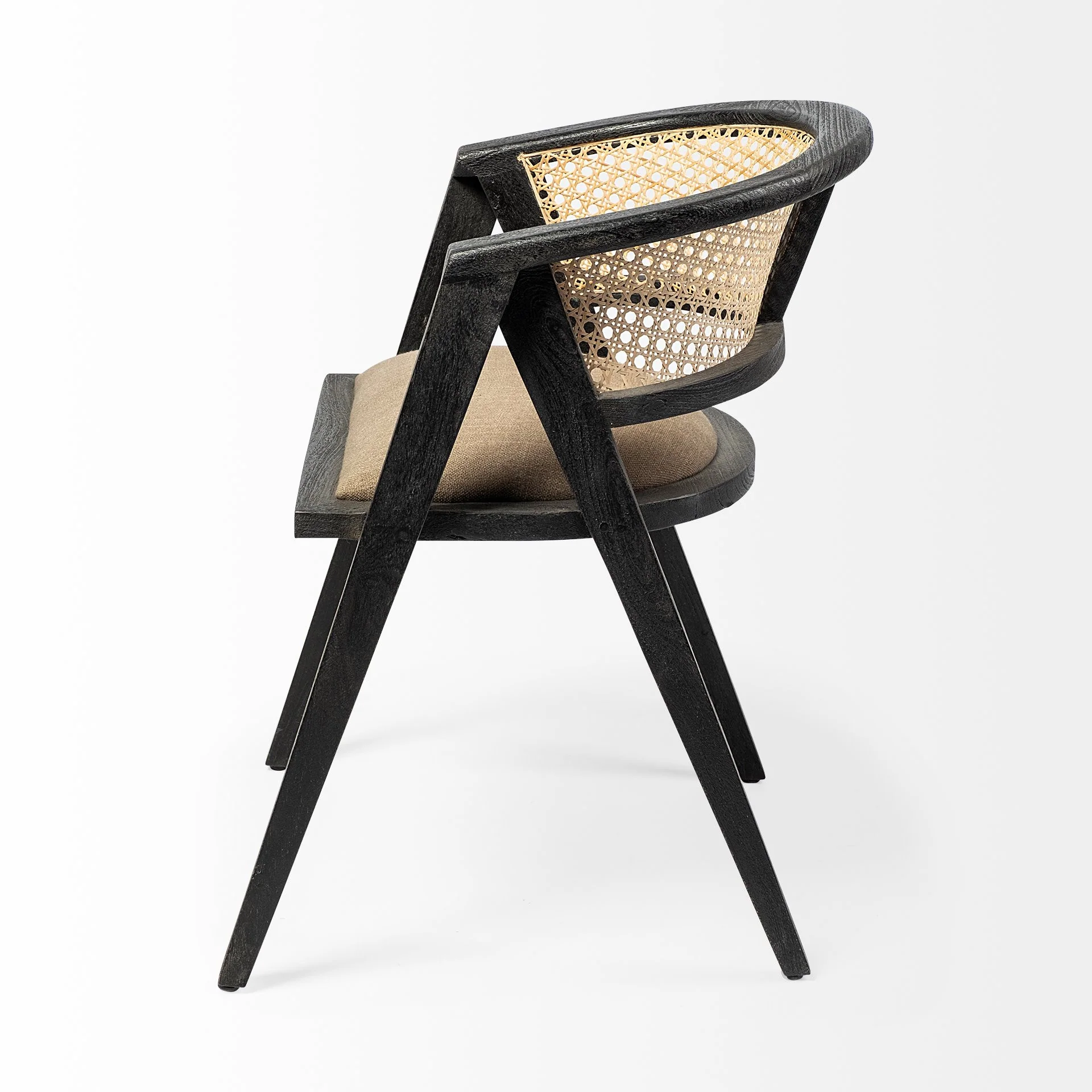 Grey Linen With Black Wooden Frame Wrap Seat Dining Chair By Homeroots - Image 3