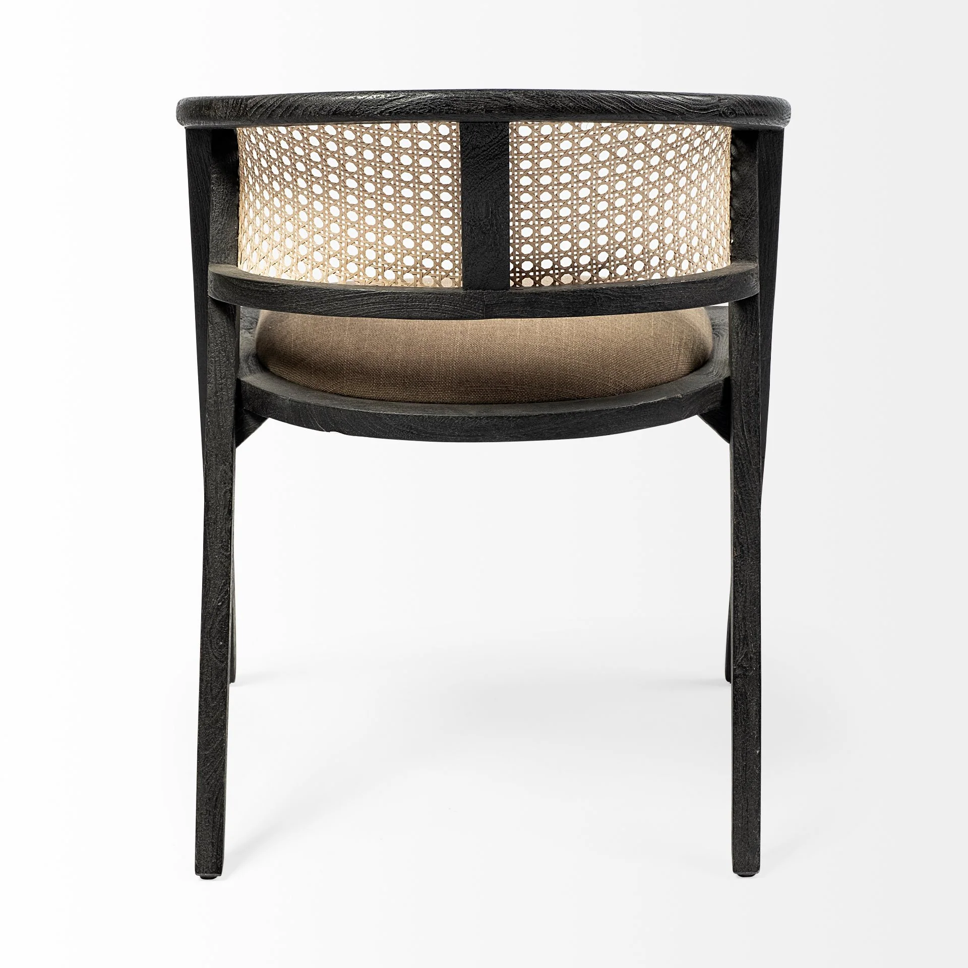 Grey Linen With Black Wooden Frame Wrap Seat Dining Chair By Homeroots - Image 4