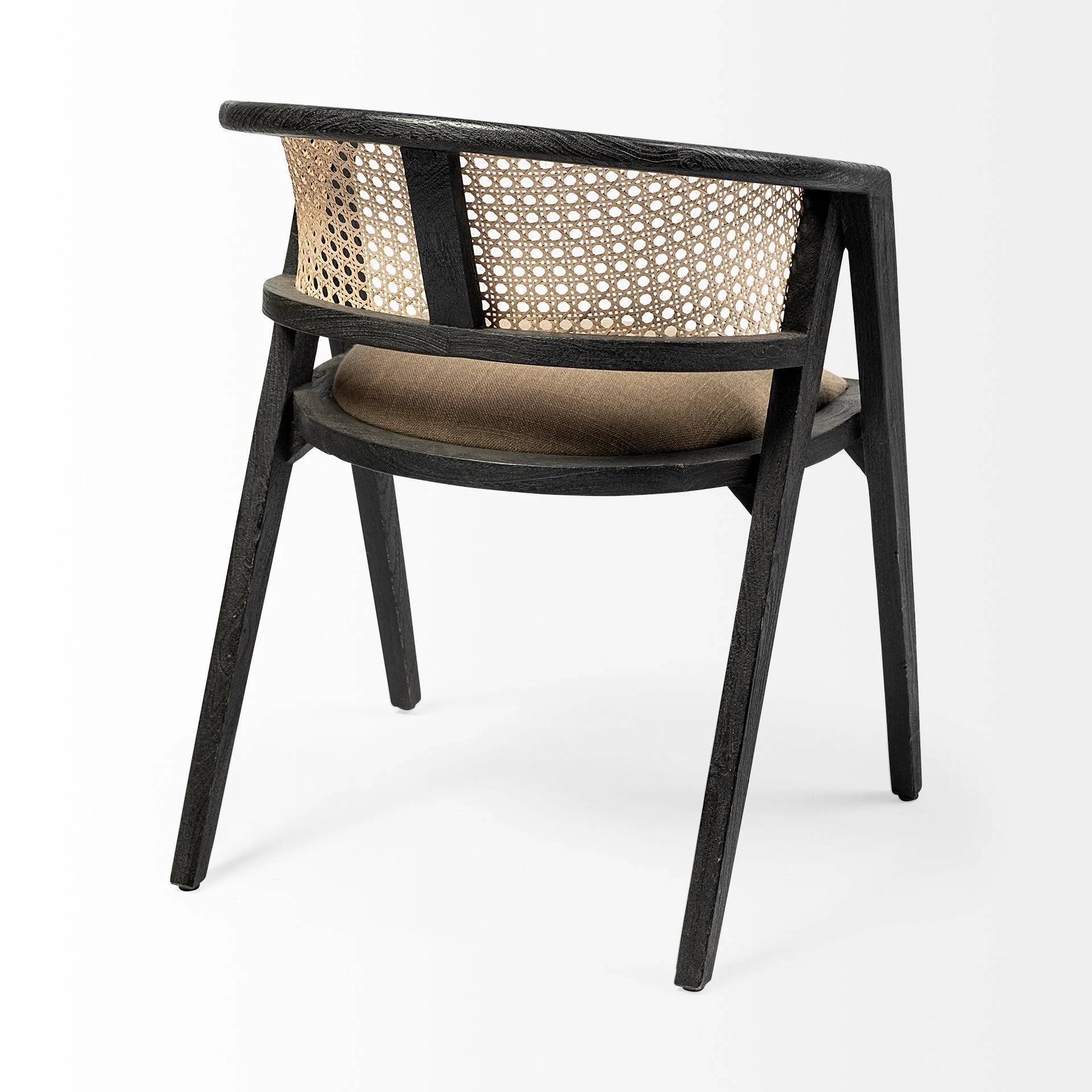 Grey Linen With Black Wooden Frame Wrap Seat Dining Chair By Homeroots - Image 5