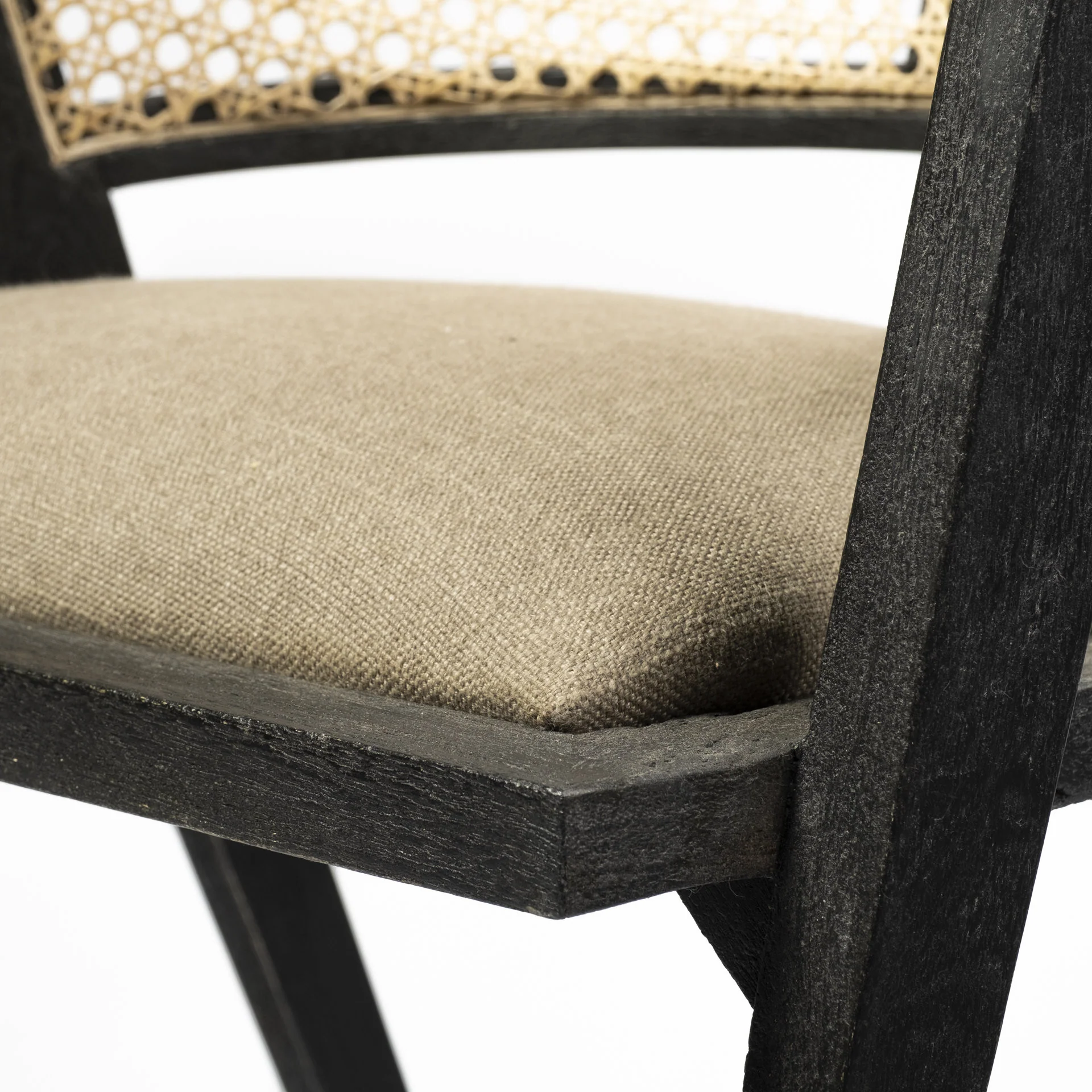 Grey Linen With Black Wooden Frame Wrap Seat Dining Chair By Homeroots - Image 7