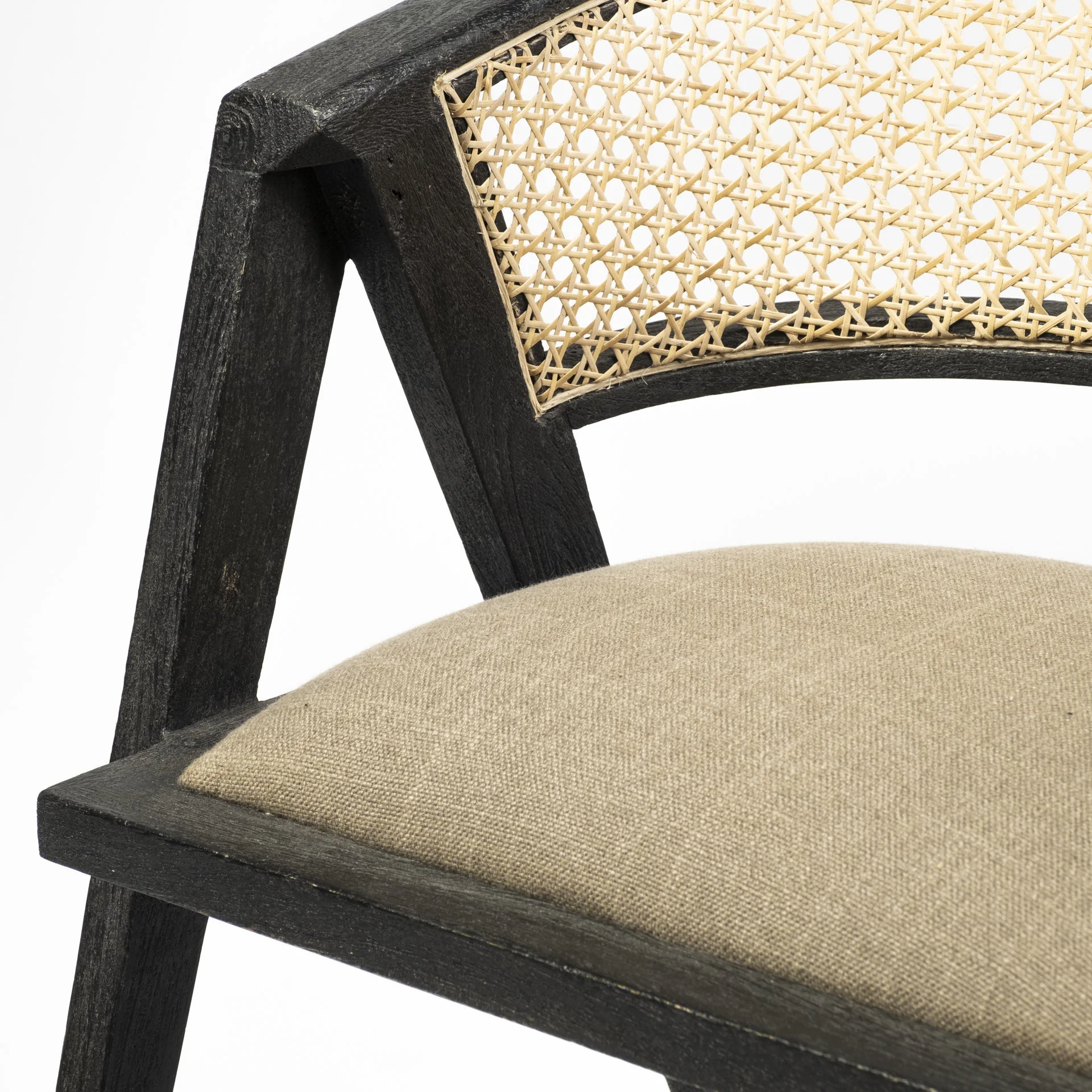 Grey Linen With Black Wooden Frame Wrap Seat Dining Chair By Homeroots - Image 8