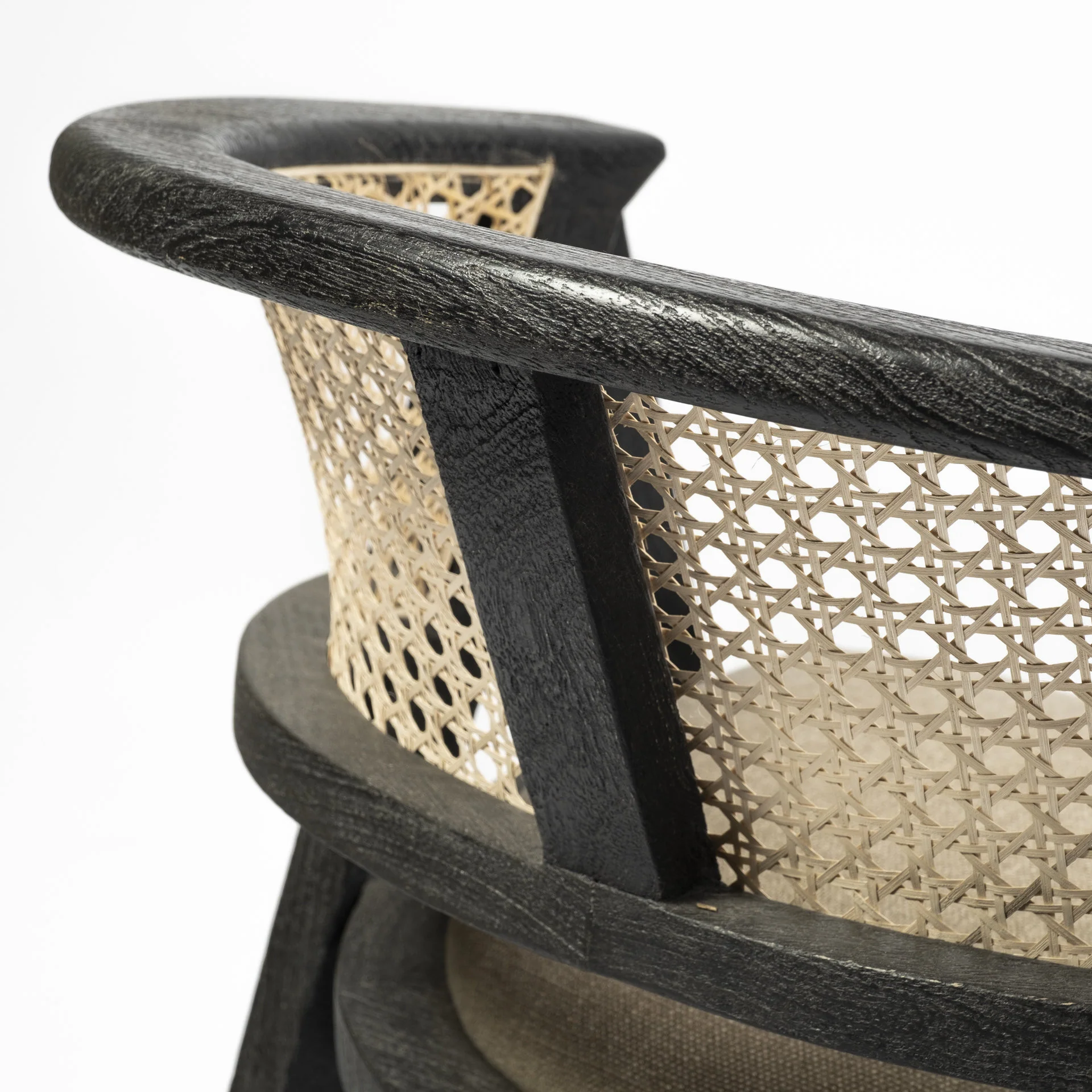 Grey Linen With Black Wooden Frame Wrap Seat Dining Chair By Homeroots - Image 9