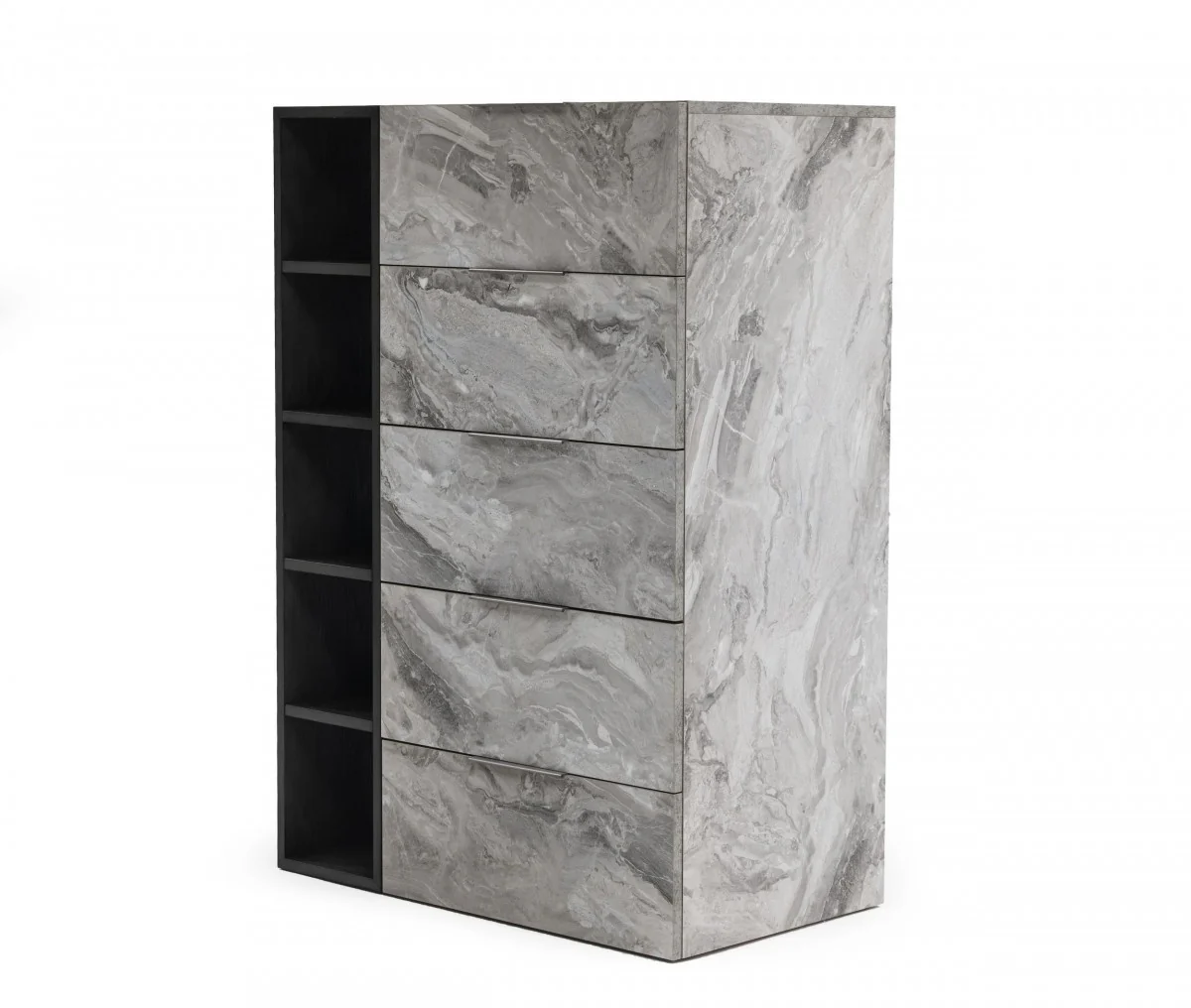 Grey Manufactured Wood Five Drawer Chest By Homeroots - Image 2