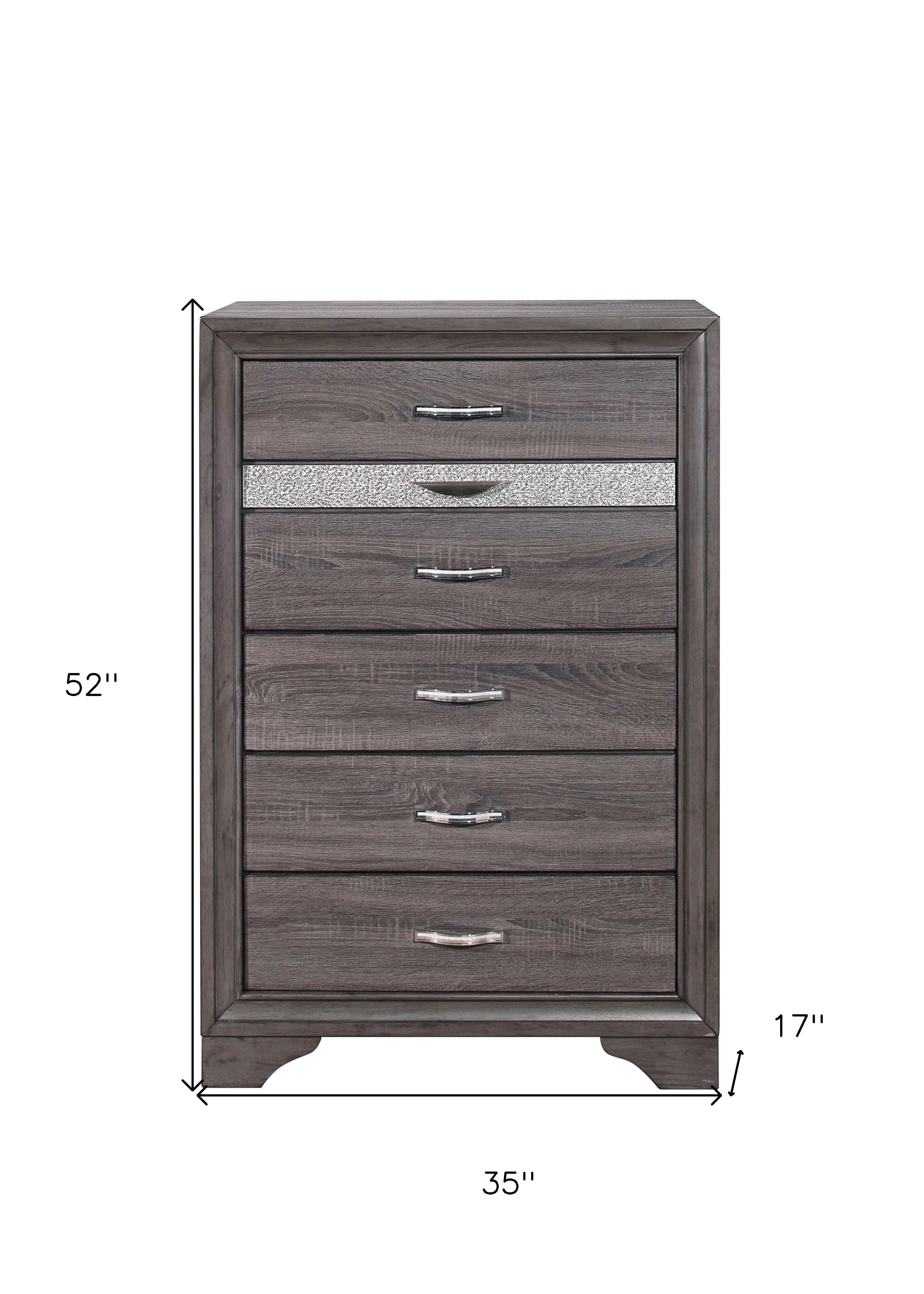 Grey Manufactured Wood Six Drawer Chest By Homeroots - Image 6