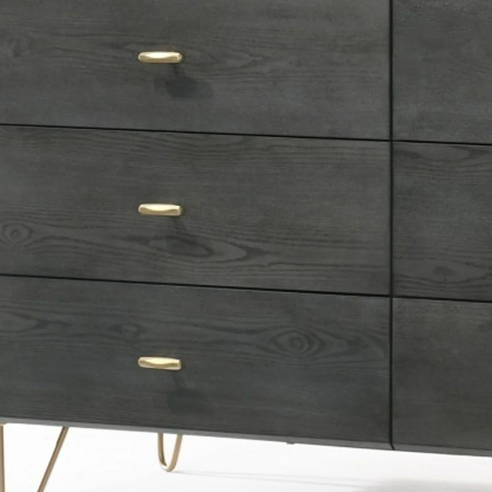 Grey Manufactured Wood Six Drawer Double Dresser By Homeroots - Image 2