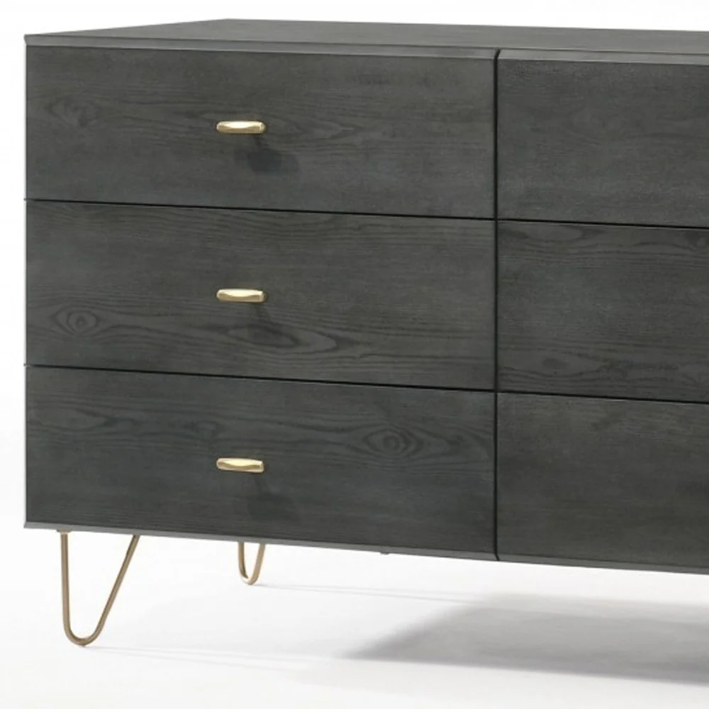 Grey Manufactured Wood Six Drawer Double Dresser By Homeroots - Image 4