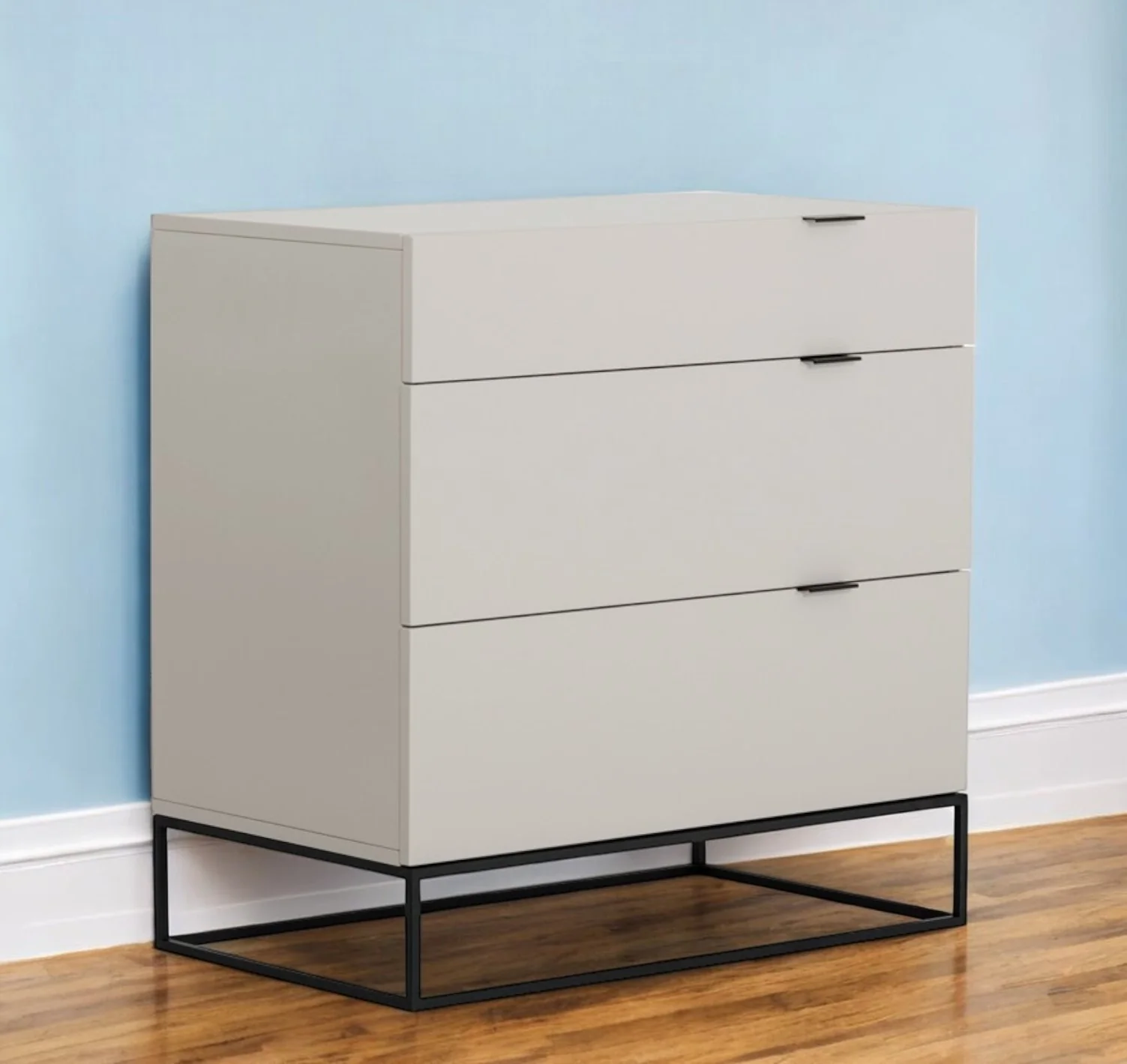 Grey Manufactured Wood Three Drawer Chest By Homeroots - Image 2