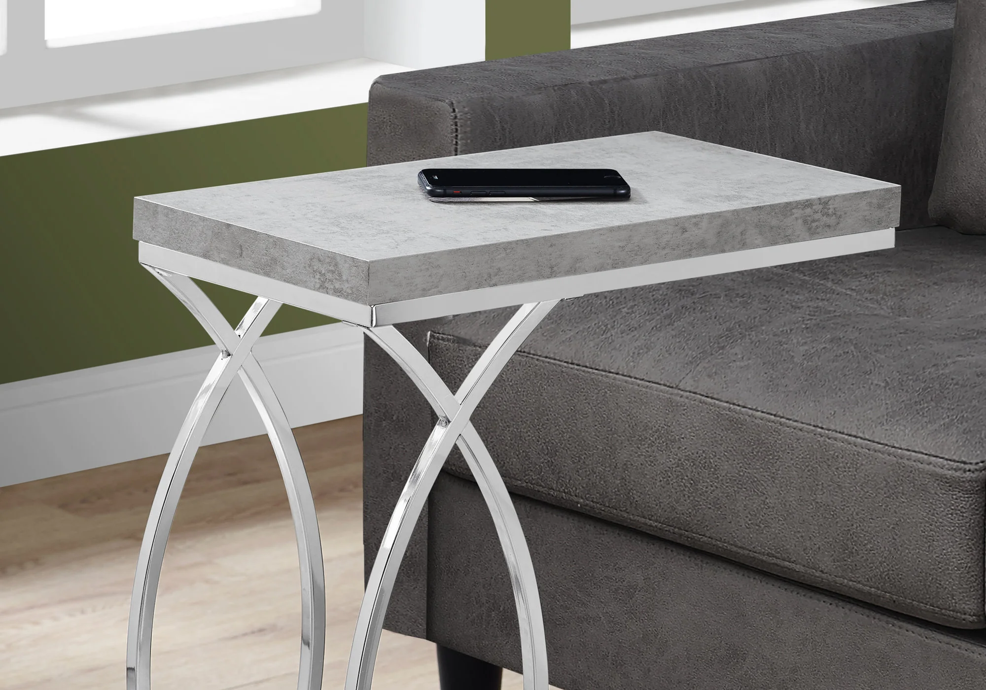 Grey Mdf Laminate Metal Accent Table By Homeroots - 333074 - Image 2