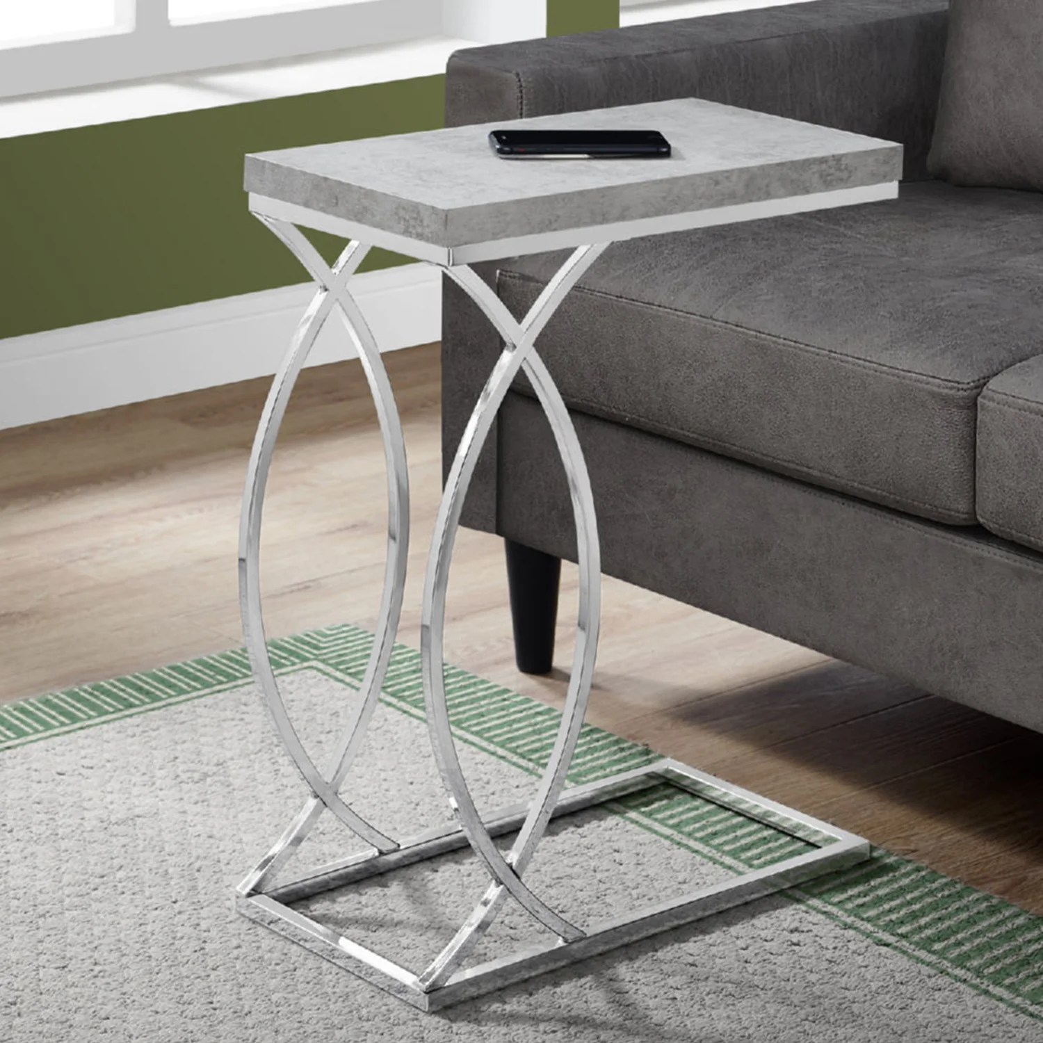 Grey Mdf Laminate Metal Accent Table By Homeroots - 333074 - Image 5