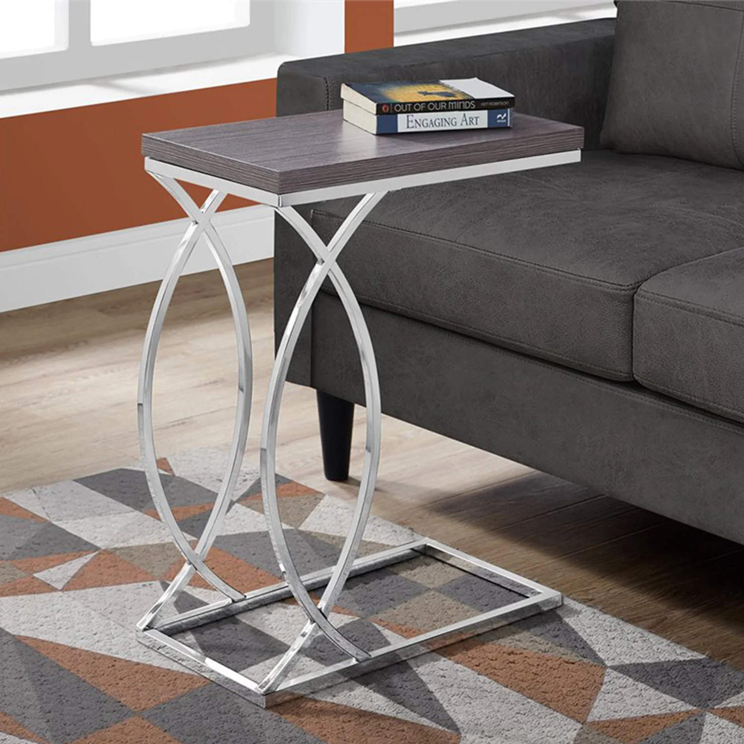 Grey Mdf Laminate Metal Accent Table By Homeroots - 333076 - Image 5