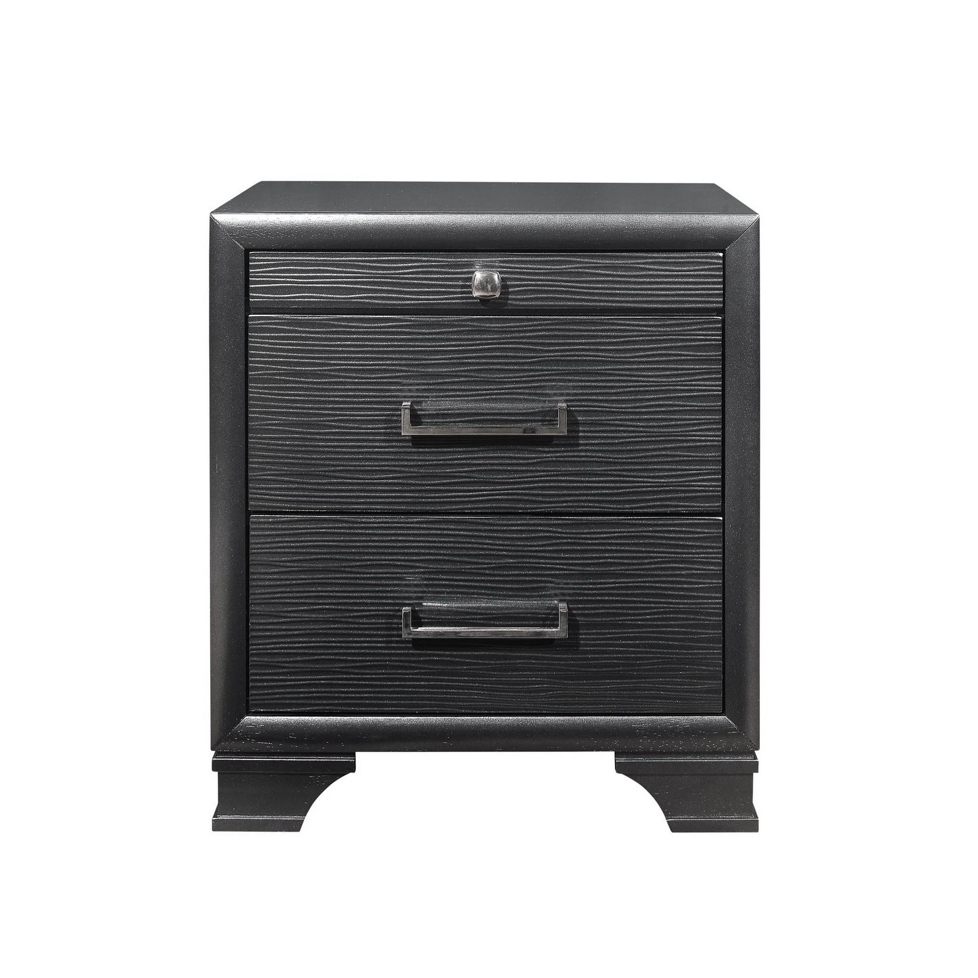 Grey Nightstand With 3 Drawers By Homeroots - Image 2