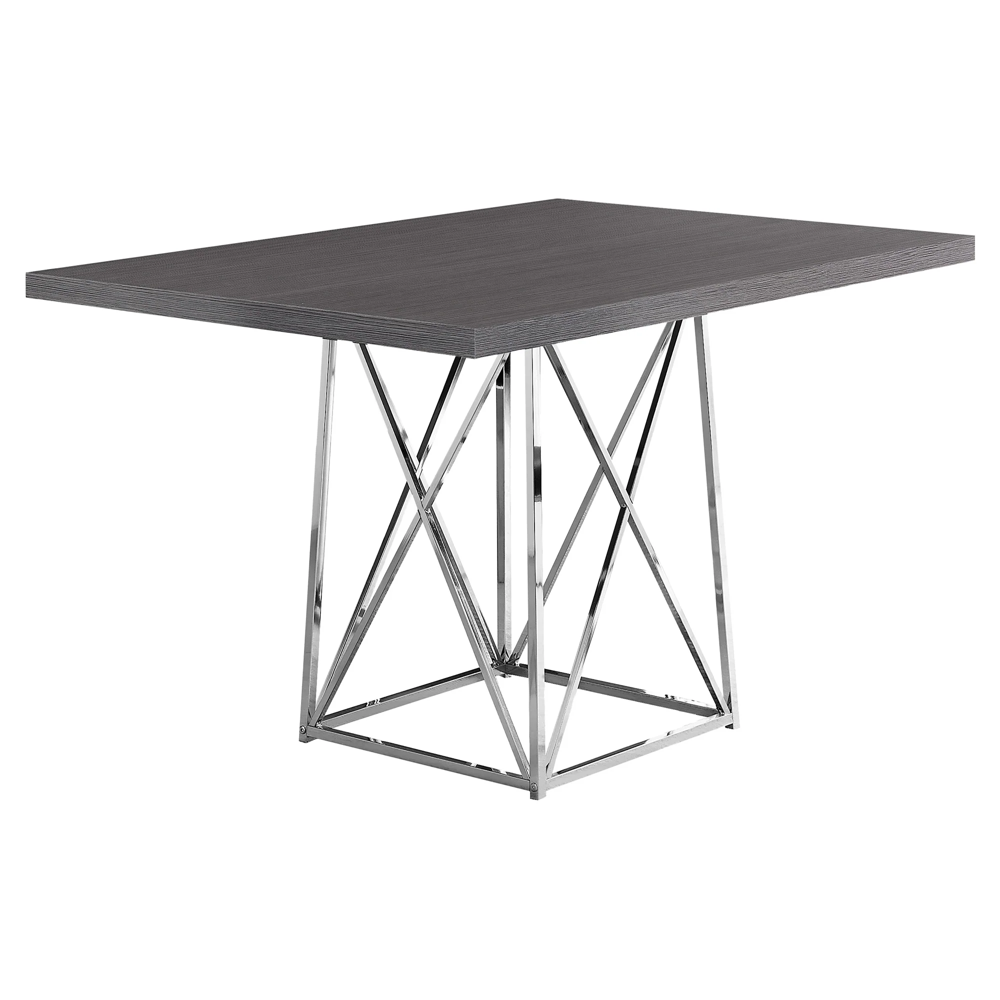 Grey Particle Board Ad Chrome Metal Dining Table By Homeroots - Image 2