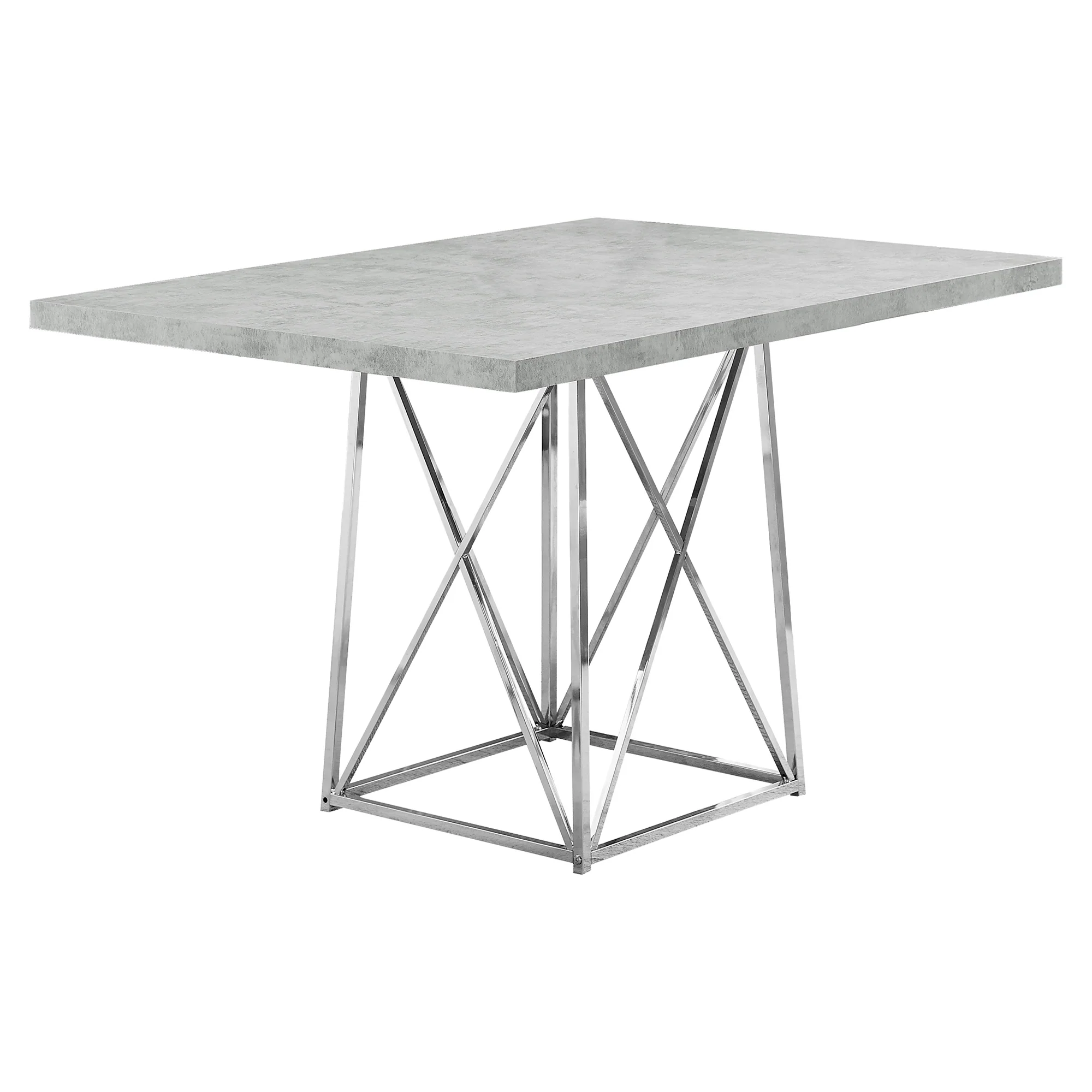 Grey Particle Board And Chrome Metal Dining Table By Homeroots - Image 2