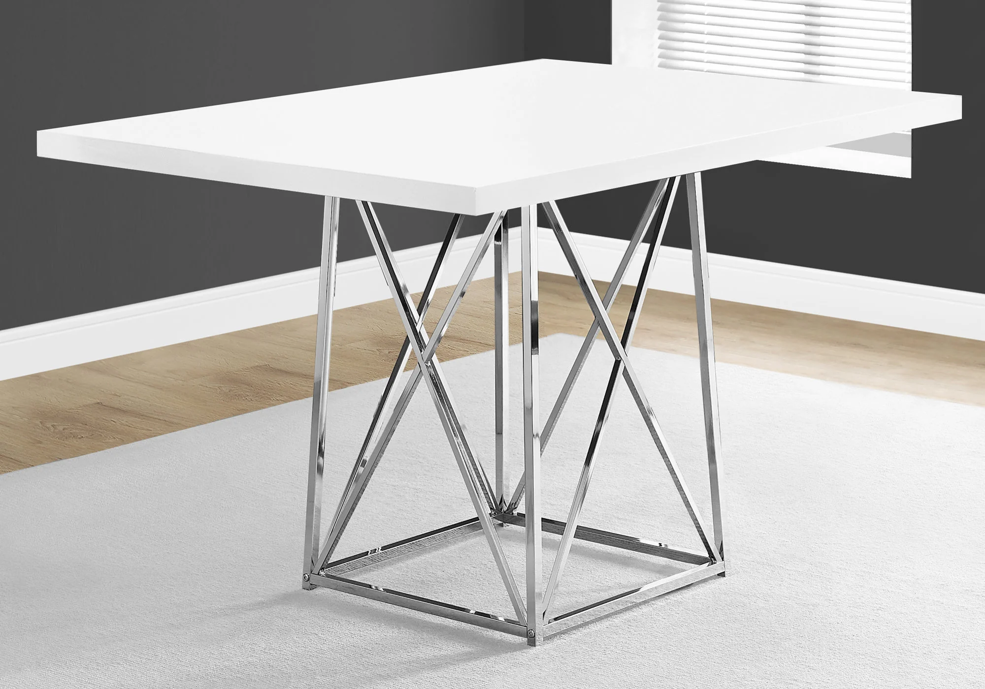 Grey Particle Board And Chrome Metal Dining Table By Homeroots - Image 6