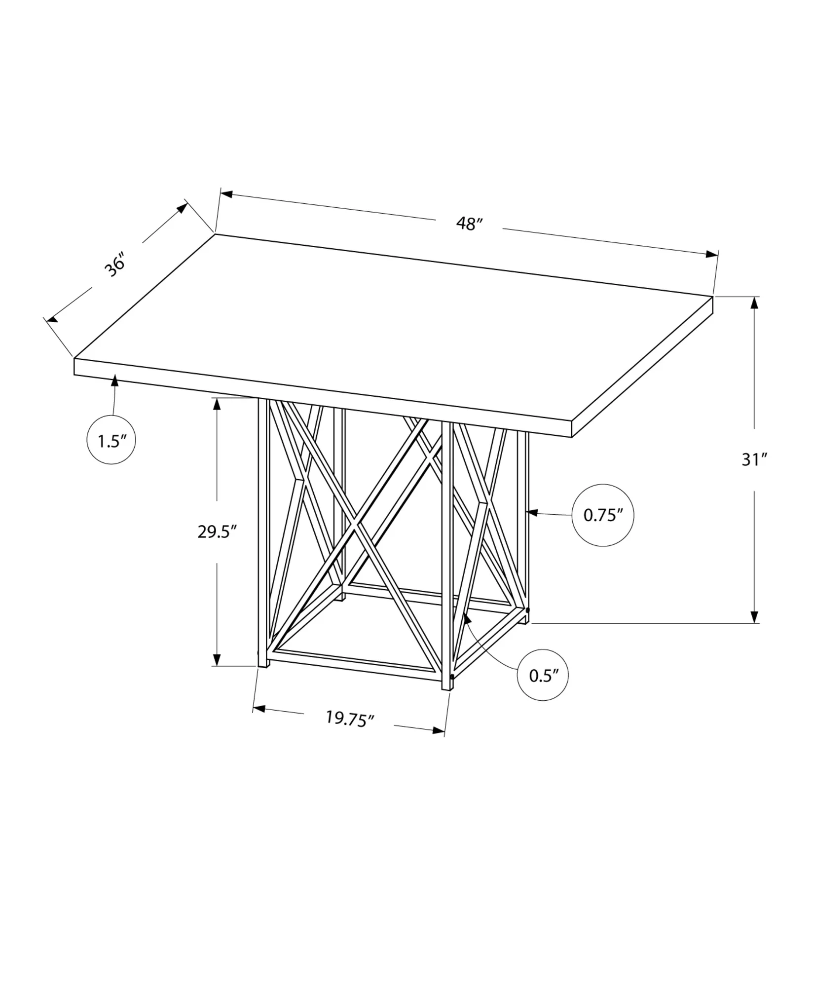 Grey Particle Board And Chrome Metal Dining Table By Homeroots - Image 7