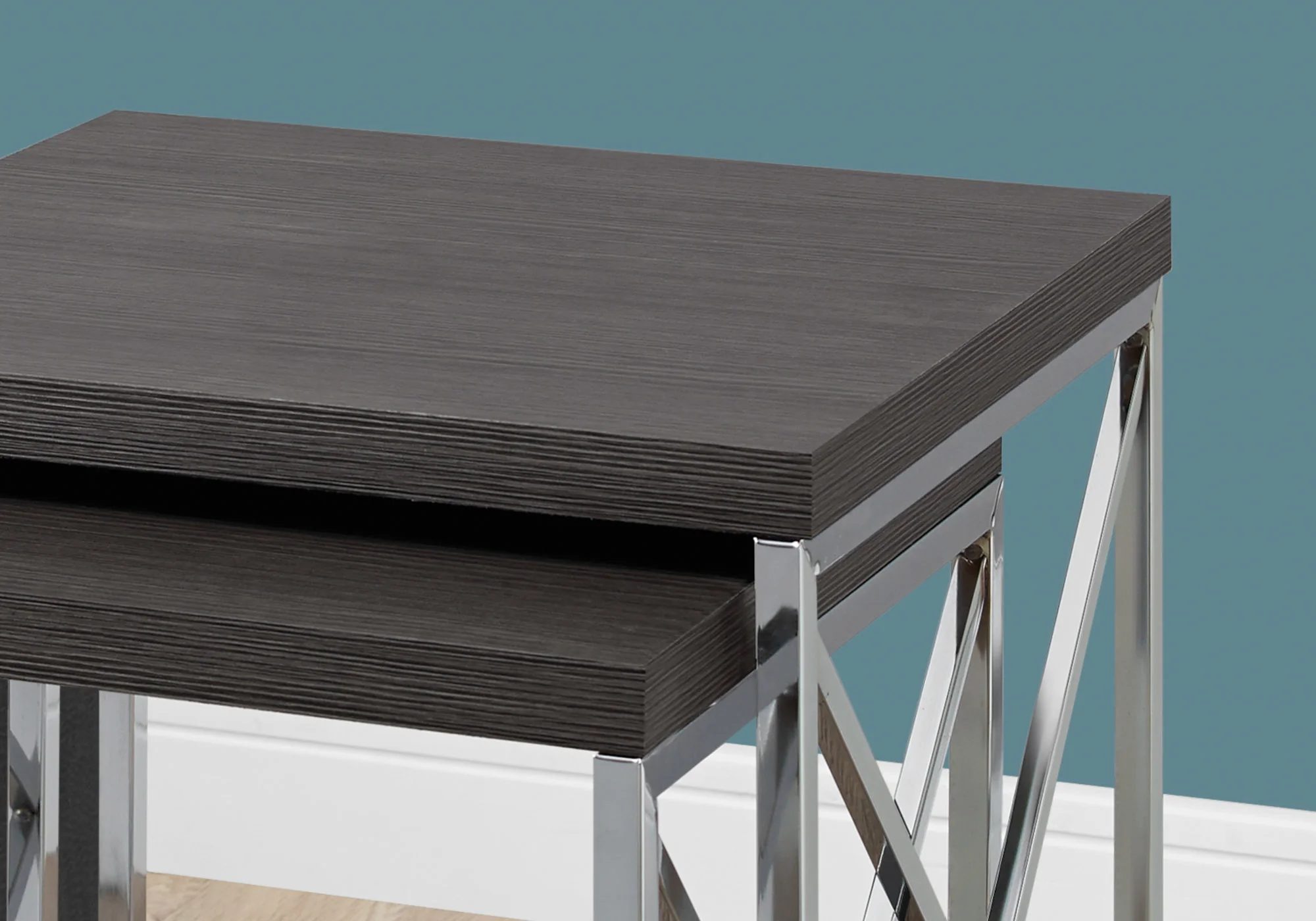 Grey Particle Board Metal 2pcs Nesting Table Set By Homeroots - 333104 - Image 2