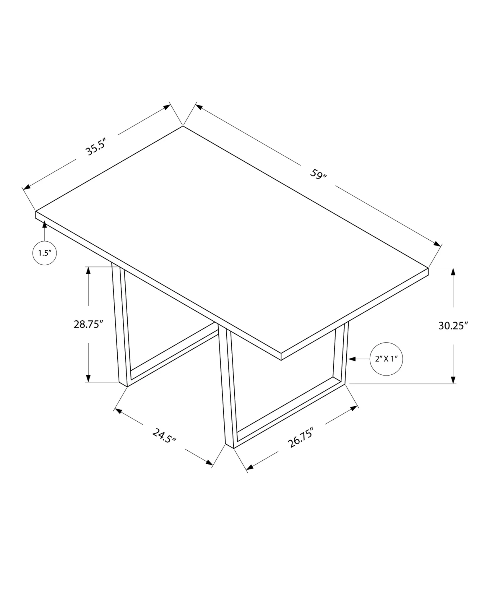 Grey Particle Board Metal Dining Table By Homeroots - Image 3