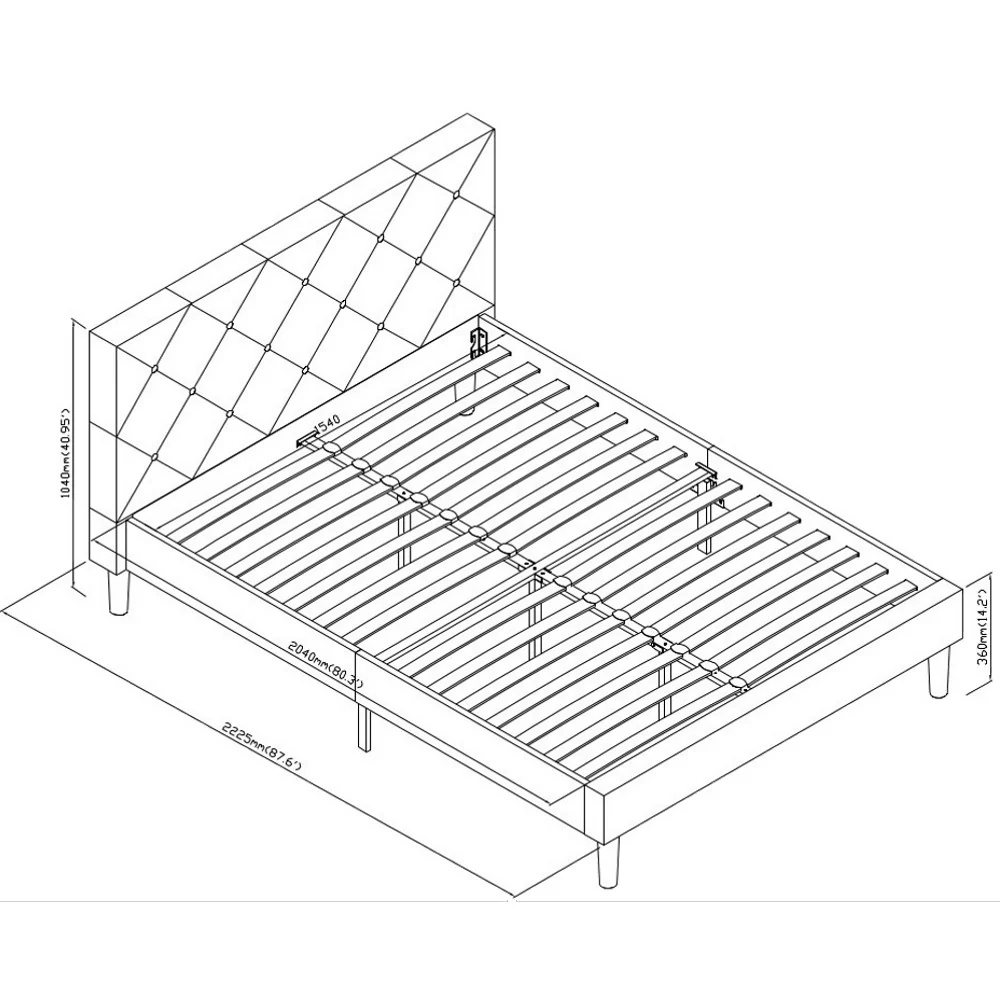 Grey Queen Platform Bed By Homeroots - Image 7