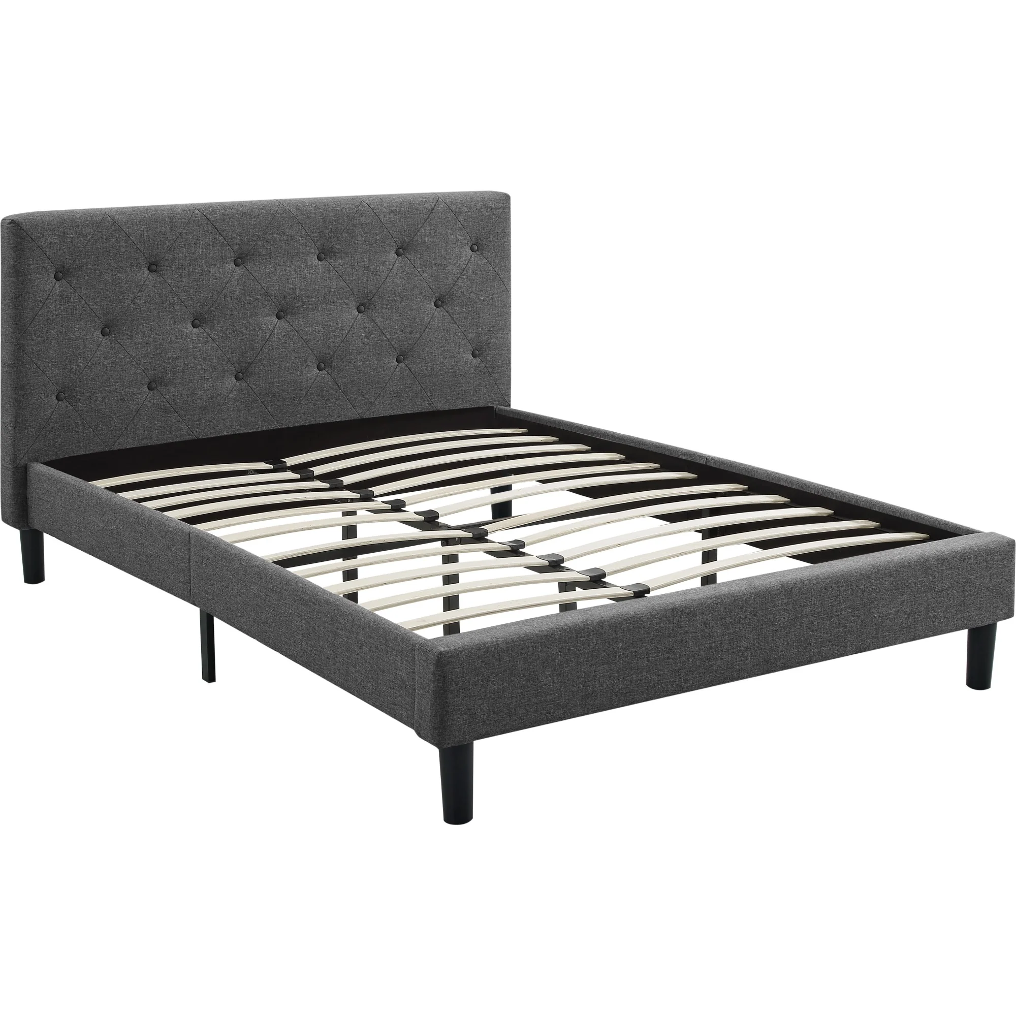 Grey Queen Platform Bed With Two Nightstands By Homeroots - Image 9