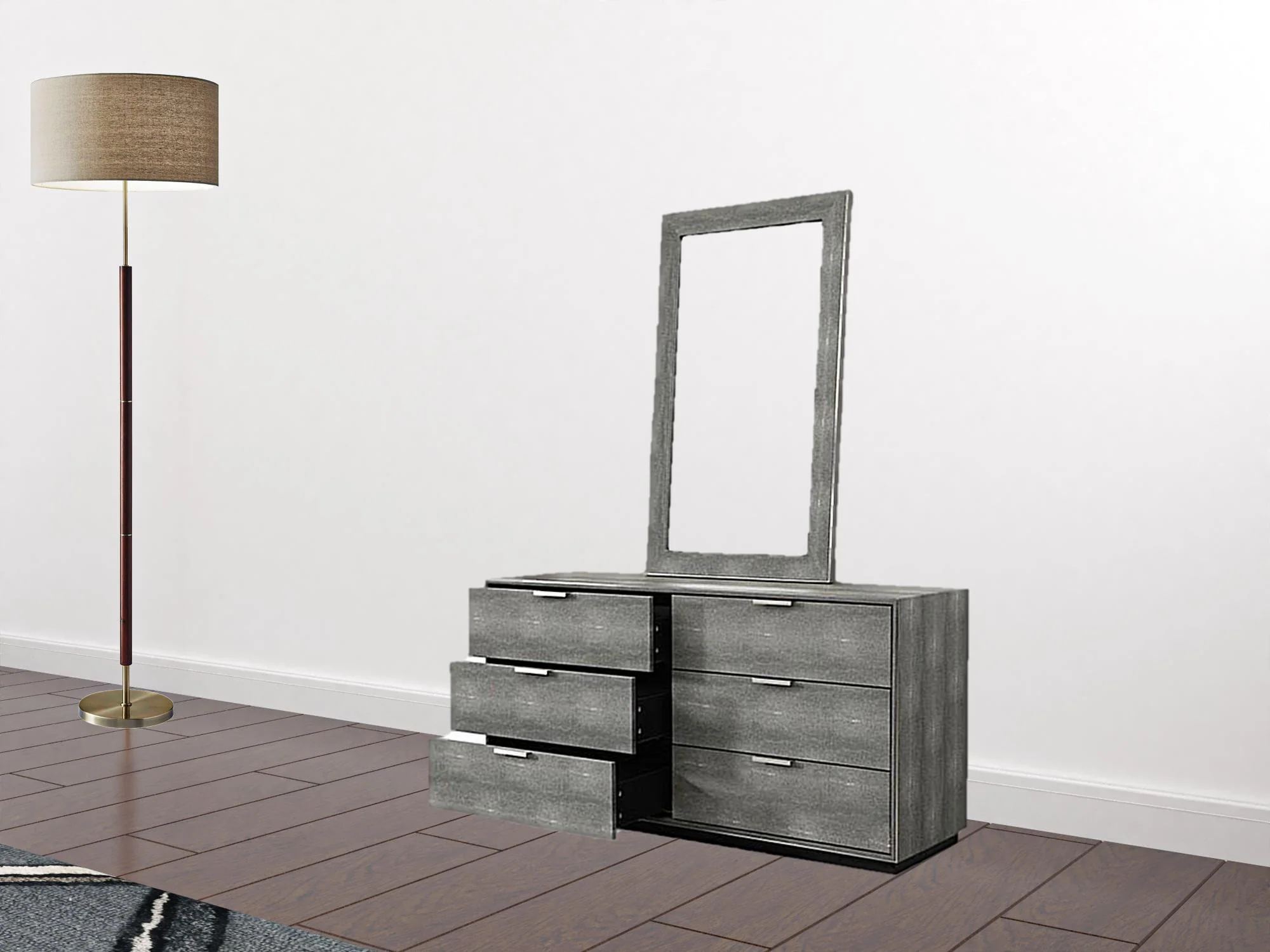 Grey Solid And Manufactured Wood Six Drawer Double Dresser By Homeroots - Image 3