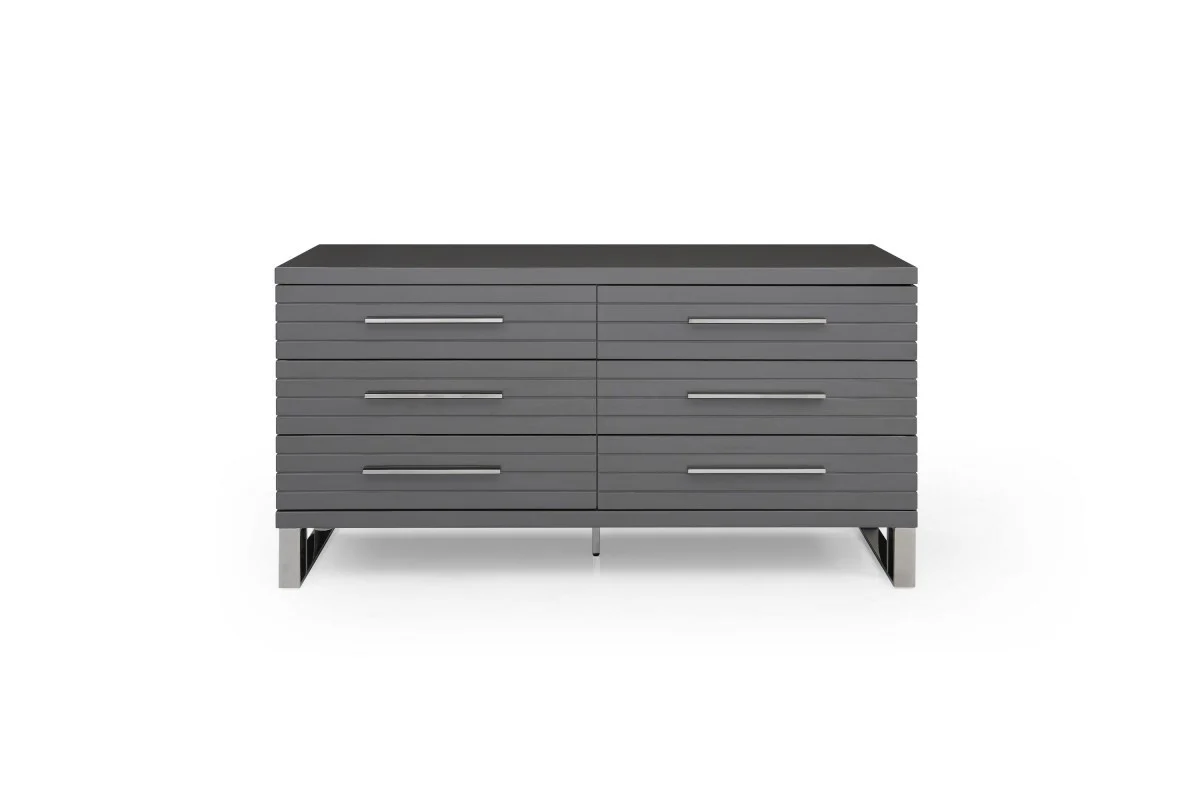 Grey Solid And Manufactured Wood Six Drawer Dresser By Homeroots - Image 2