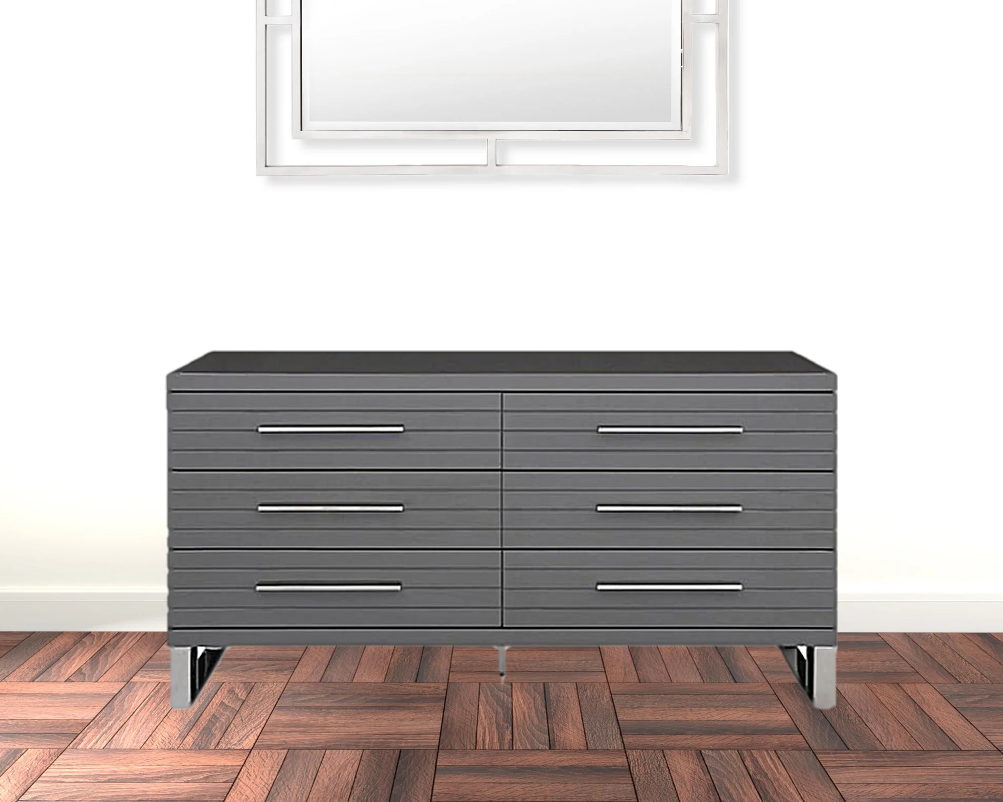 Grey Solid And Manufactured Wood Six Drawer Dresser By Homeroots - Image 3