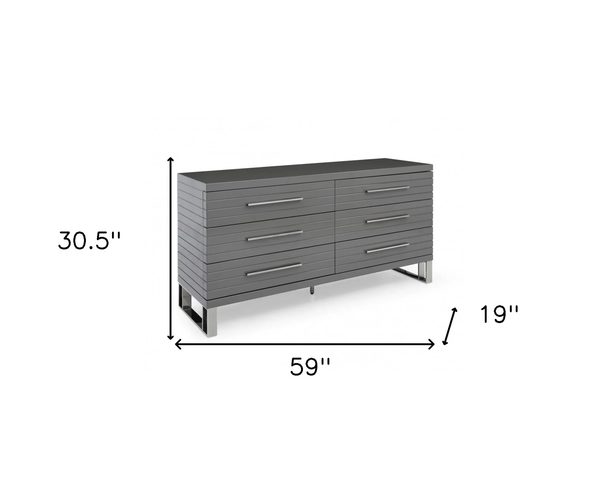 Grey Solid And Manufactured Wood Six Drawer Dresser By Homeroots - Image 5