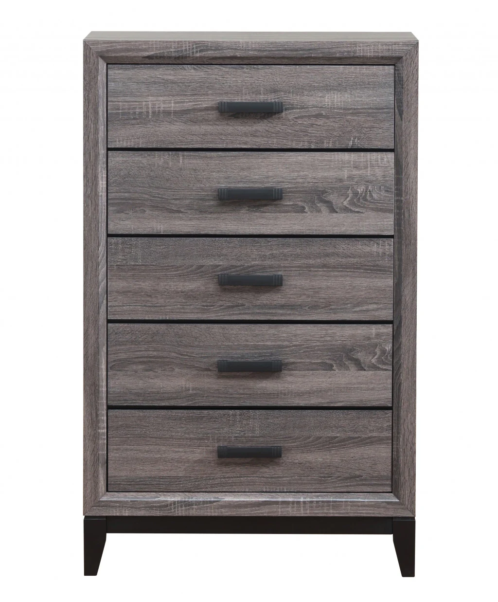 Grey Solid Wood Five Drawer Chest By Homeroots - Image 3