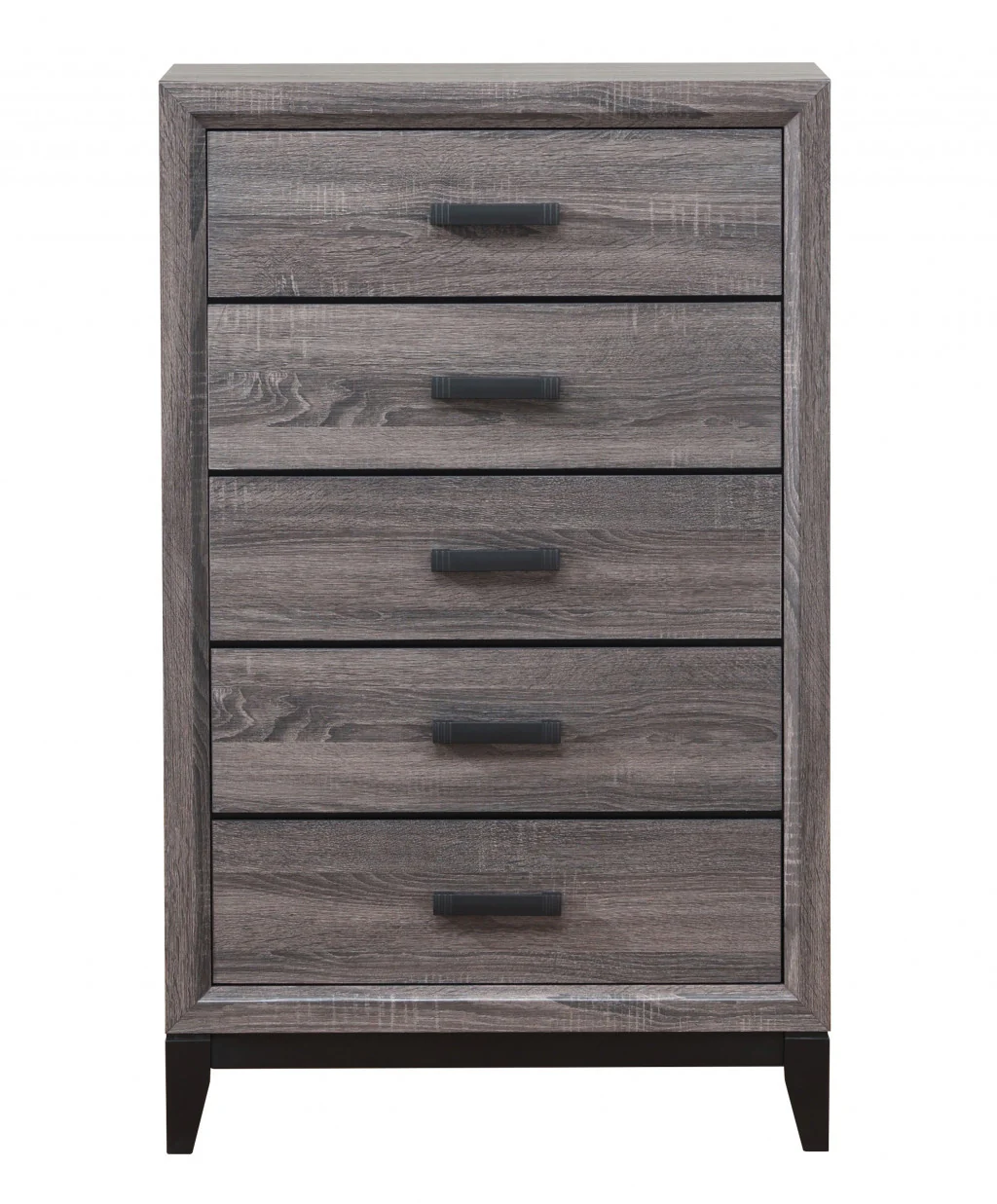 Grey Solid Wood Five Drawer Chest By Homeroots - Image 4