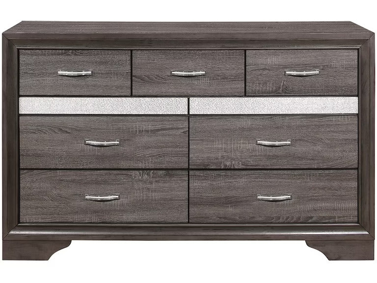 Grey Solid Wood Nine Drawer Double Dresser By Homeroots - Image 2