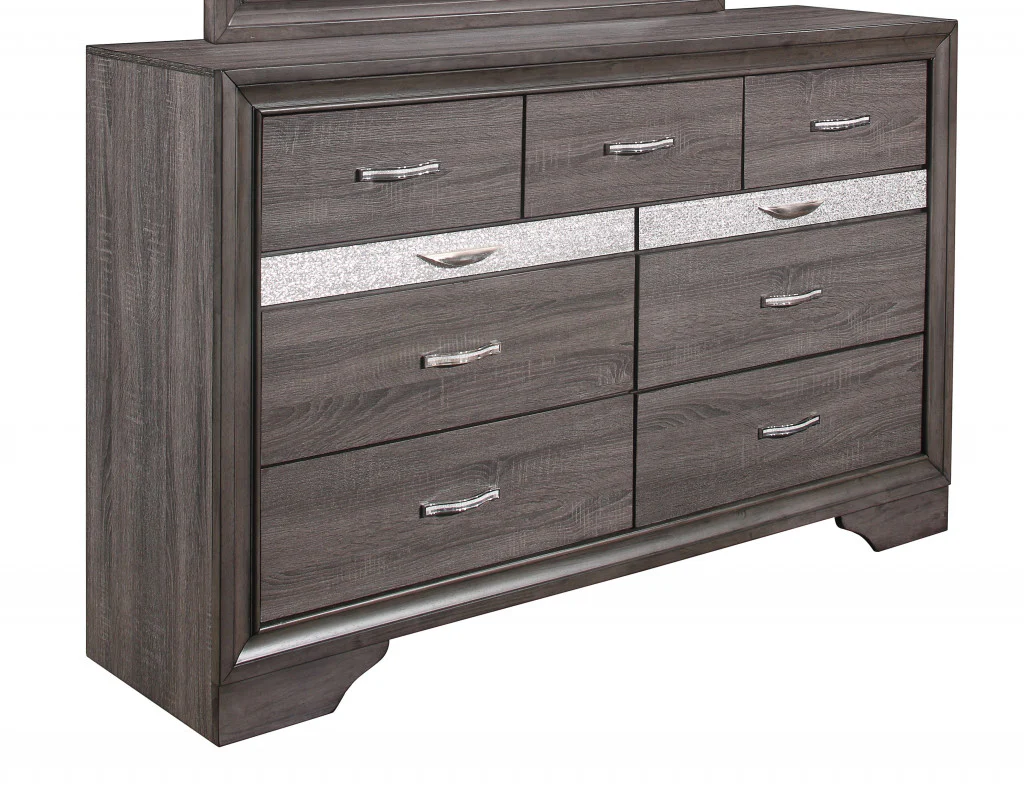 Grey Solid Wood Nine Drawer Double Dresser By Homeroots - Image 3