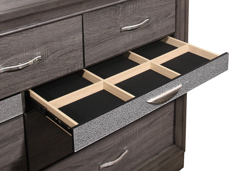 Grey Solid Wood Nine Drawer Double Dresser By Homeroots - Image 4