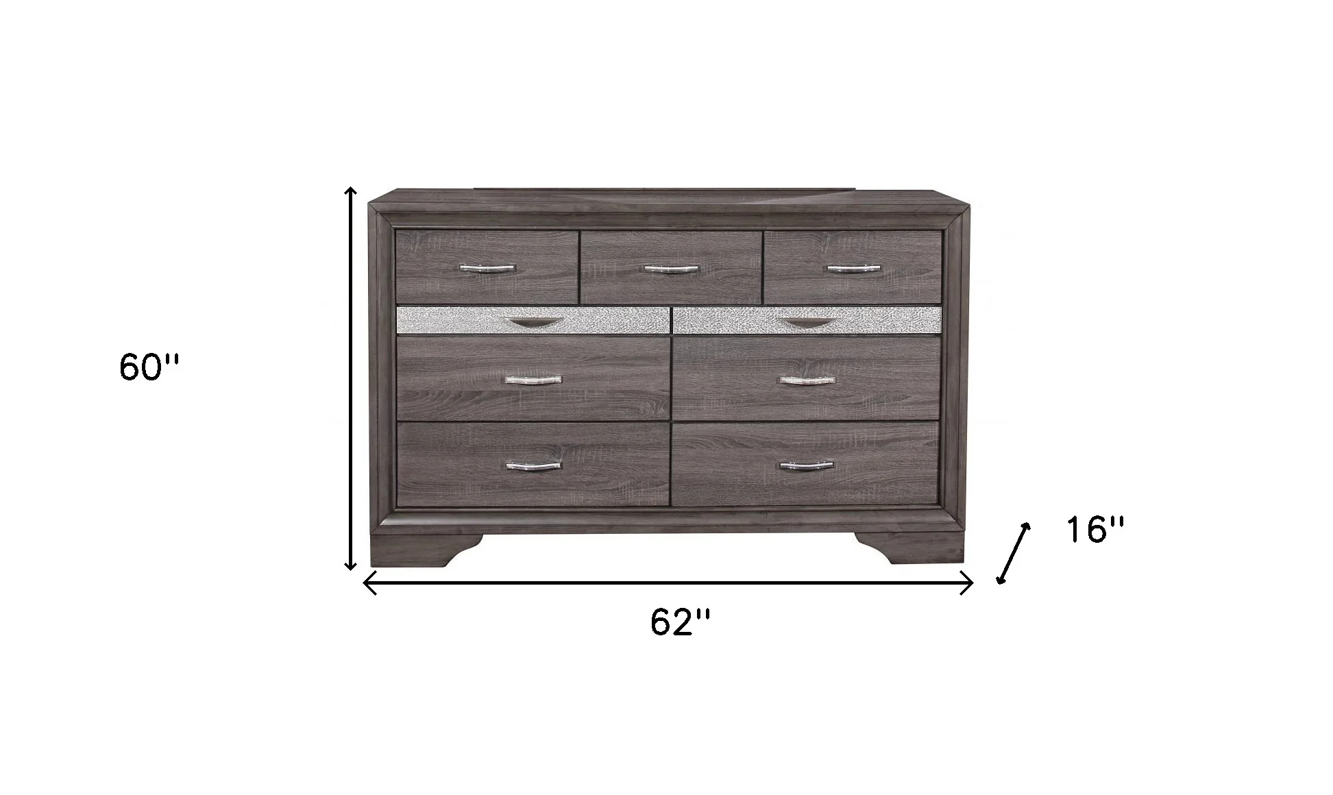Grey Solid Wood Nine Drawer Double Dresser By Homeroots - Image 5