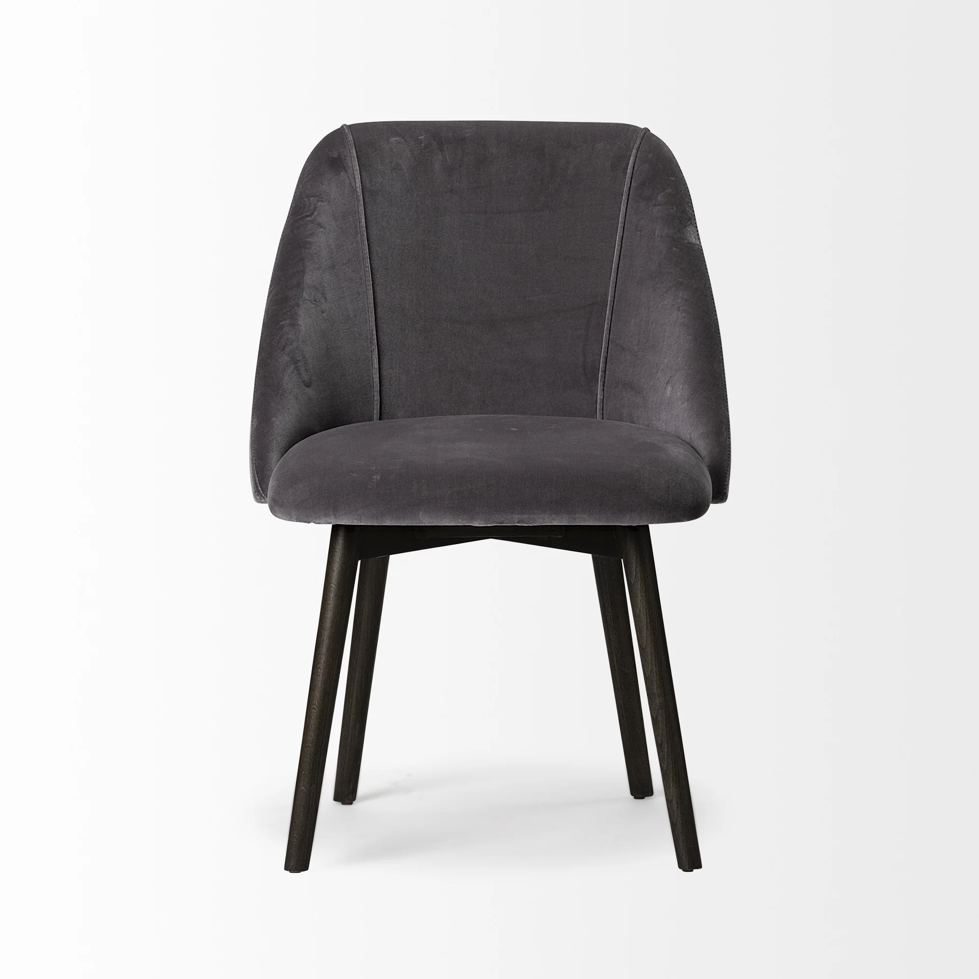 Grey Velvet Wrap With Black Wood Base Dining Chair By Homeroots - Image 2