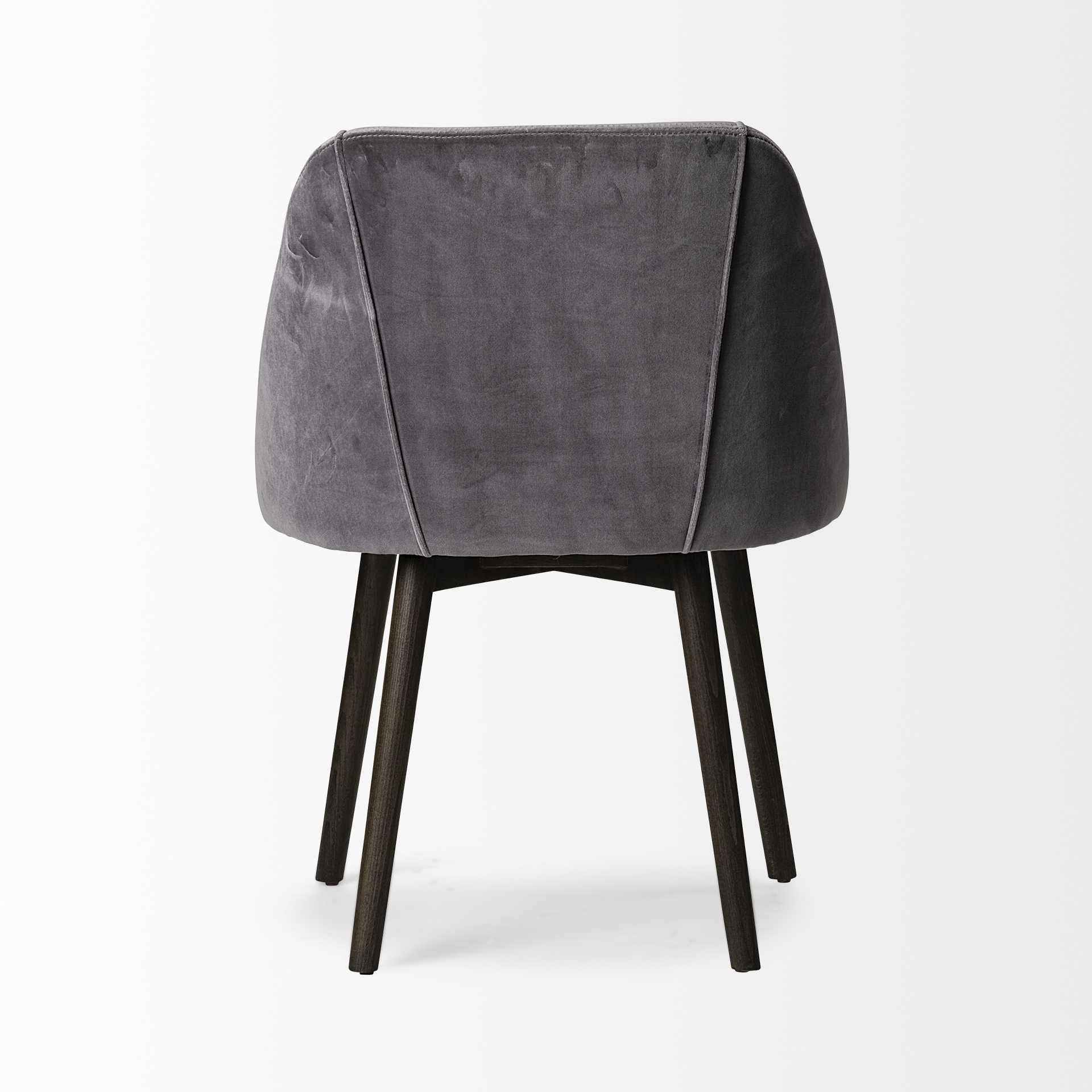 Grey Velvet Wrap With Black Wood Base Dining Chair By Homeroots - Image 4